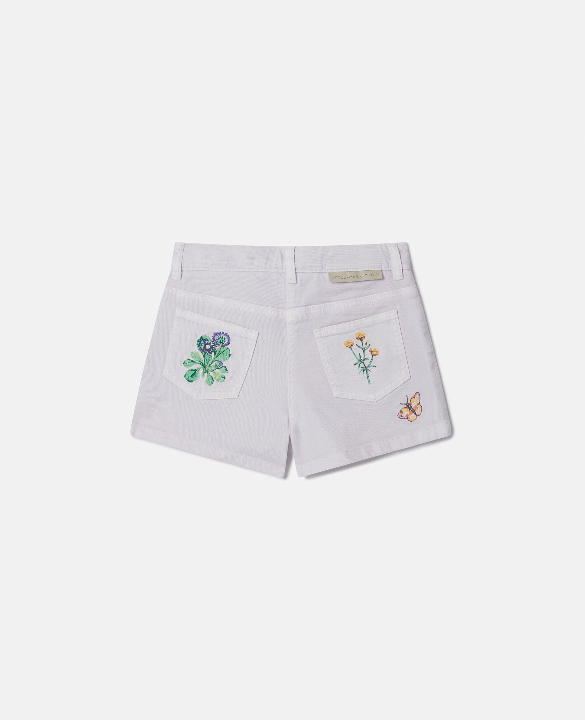 Flower Embroidered Shorts-Purple-large image number 2
