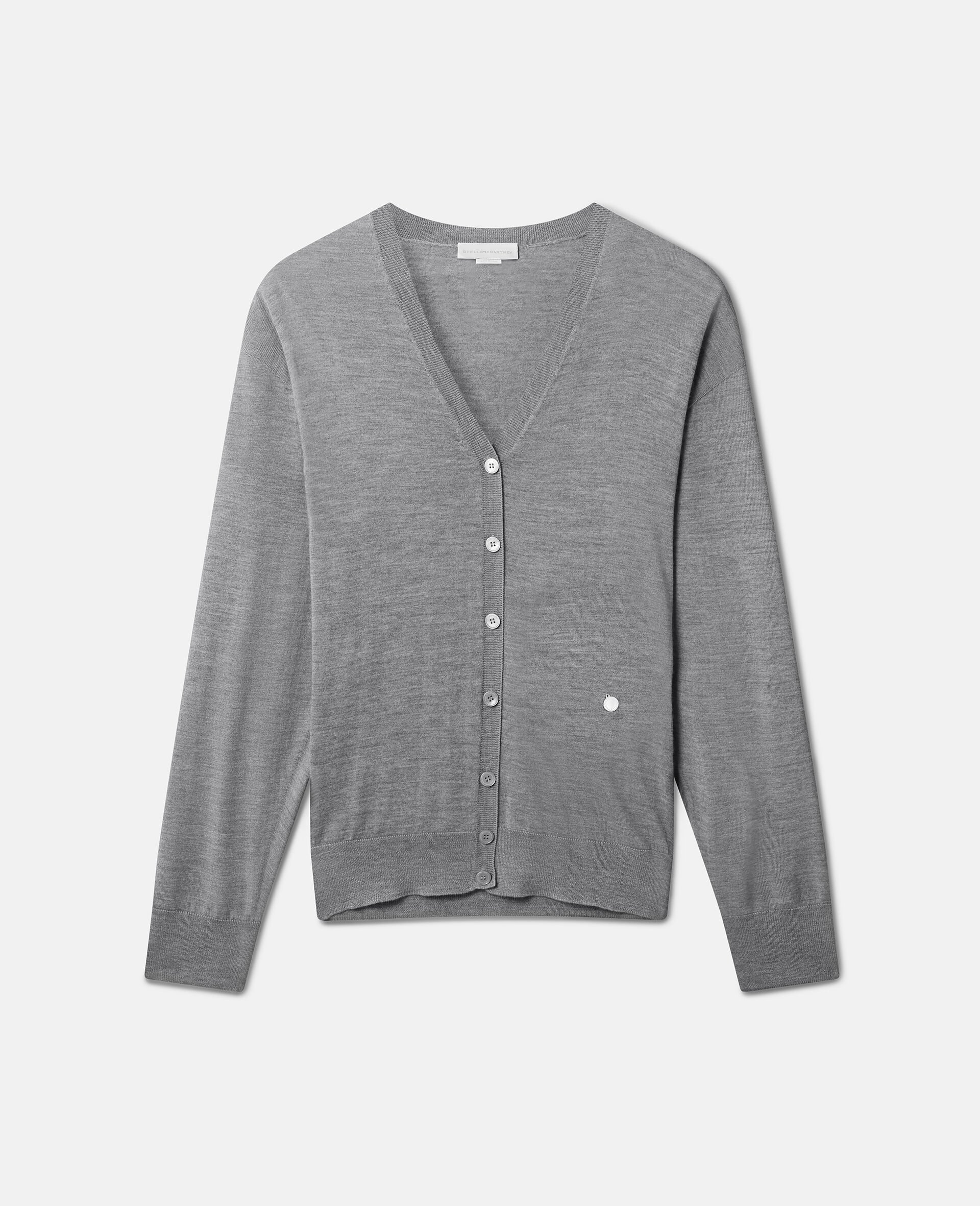 Lightweight Wool Knit Cardigan-Grey-medium