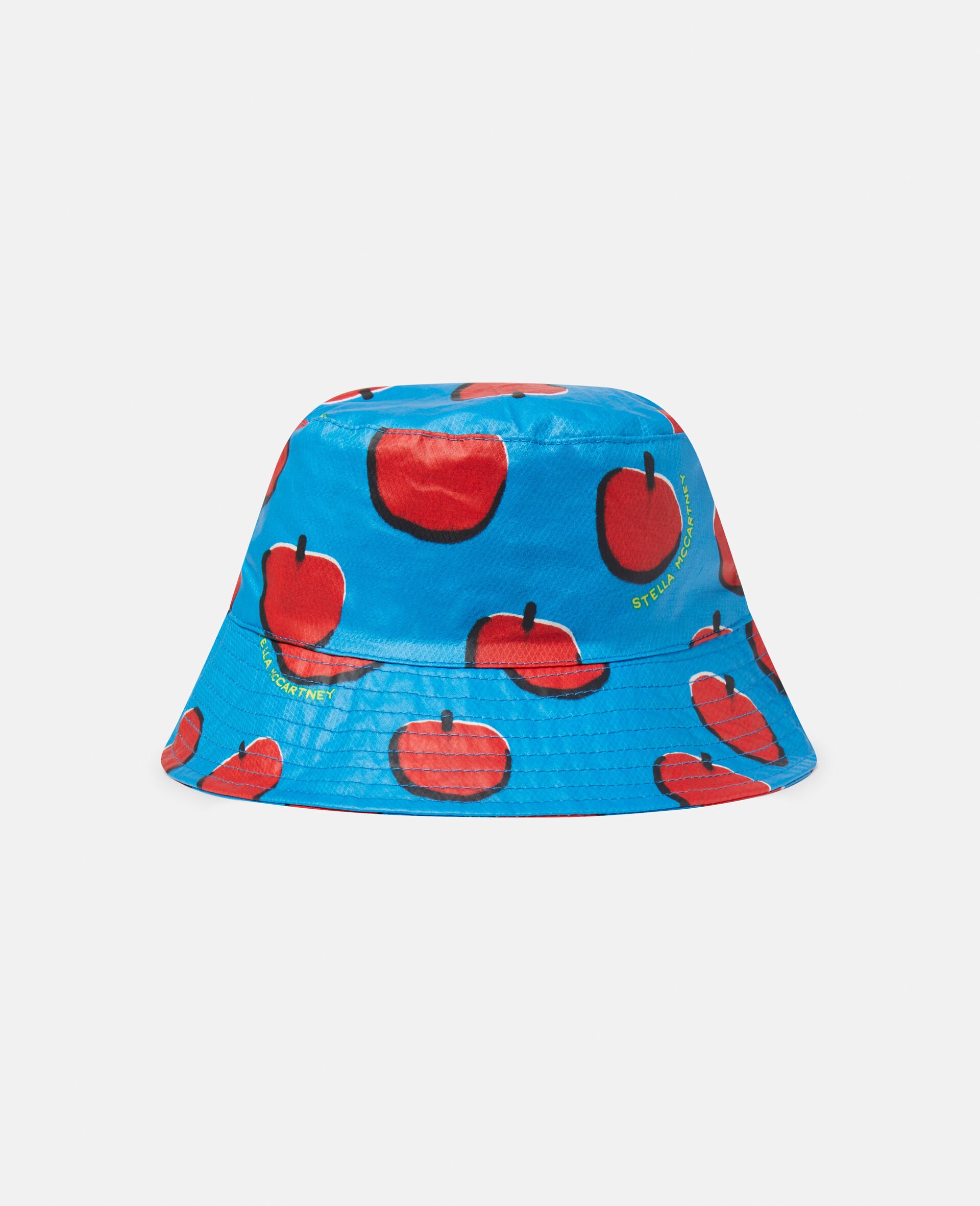 Apple Print Waxed Bucket Hat-Blue-large image number 0