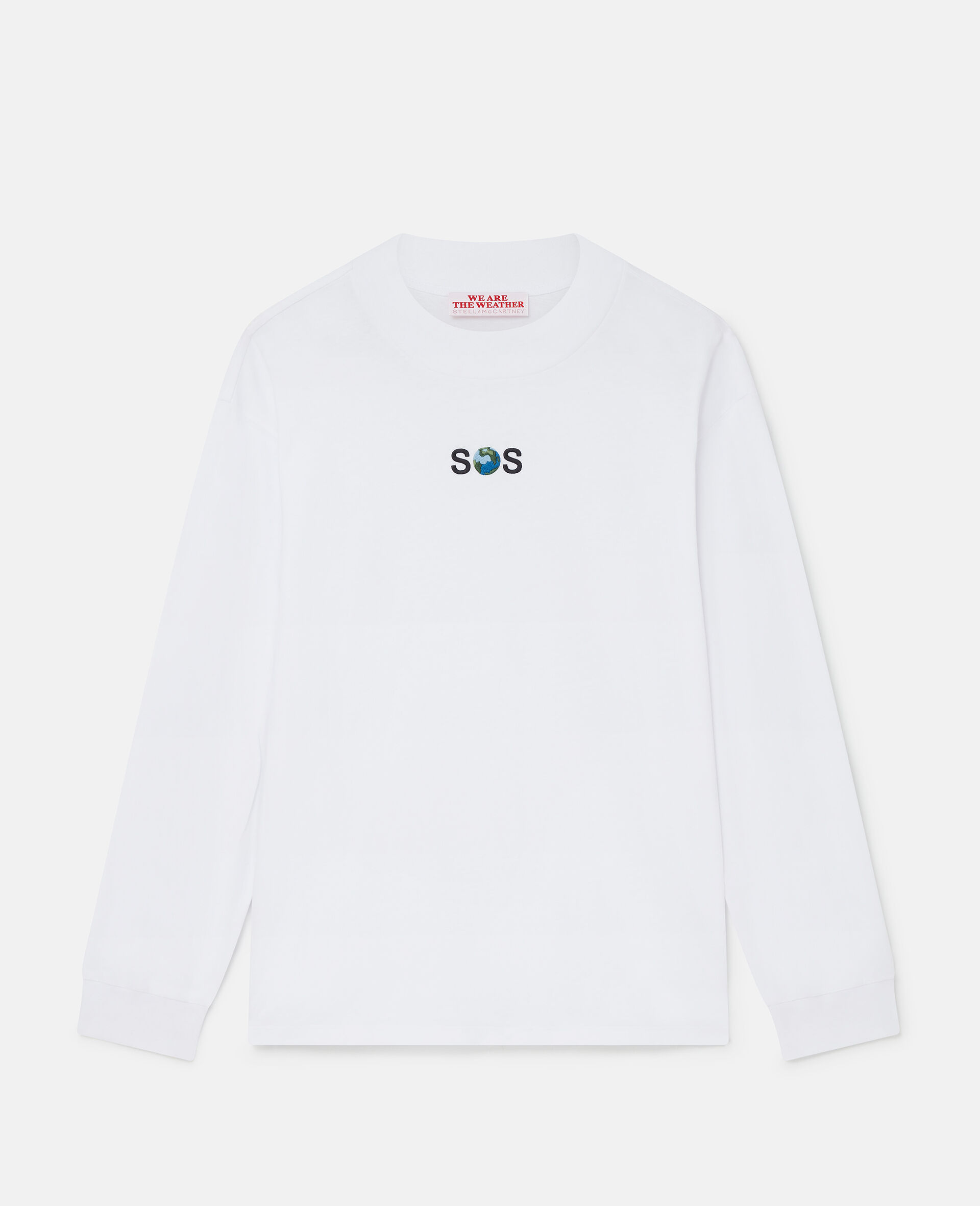SOS Embroidered Long-Sleeve T-Shirt-Bianco-large image number 0