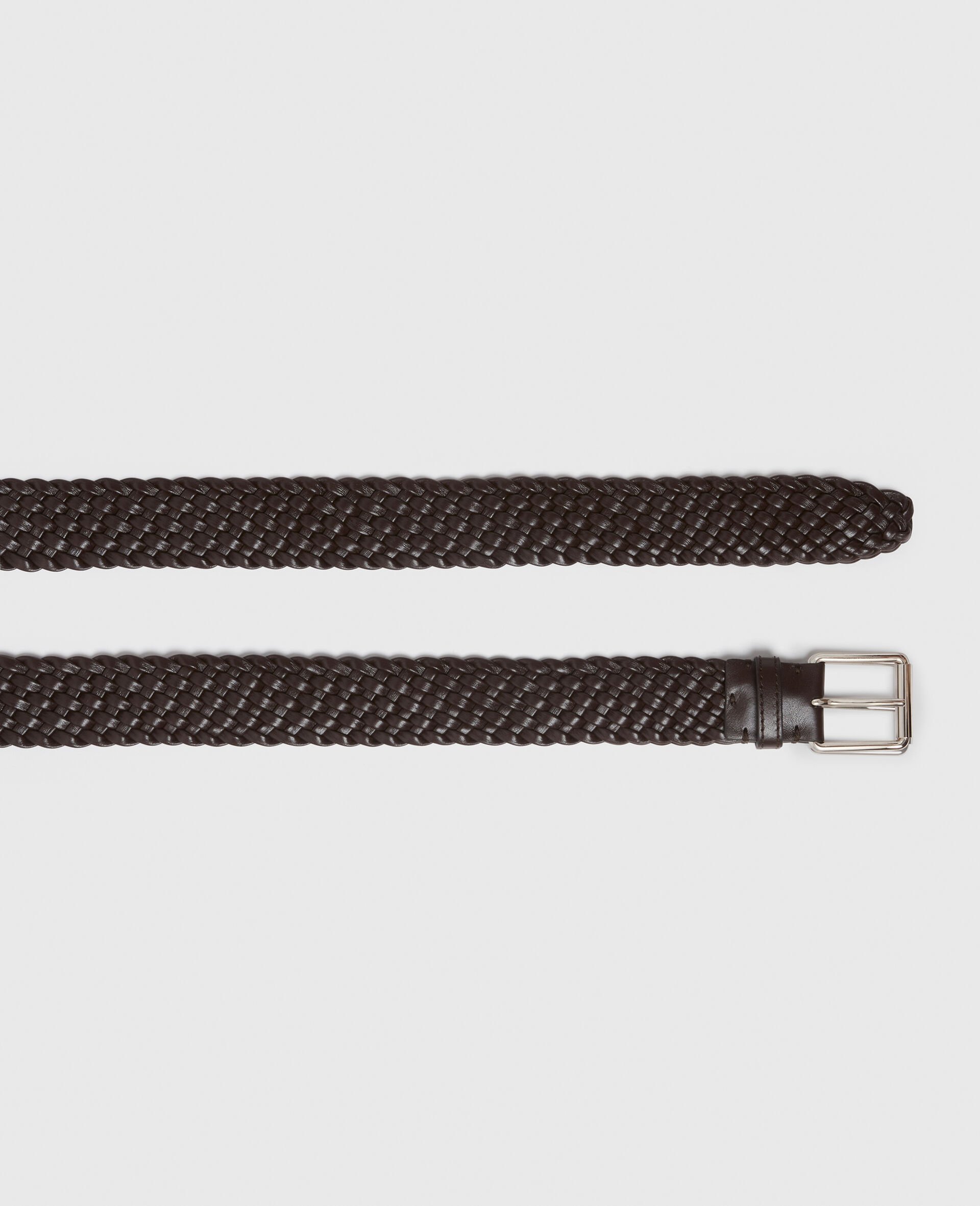 Woven Buckle Belt -Brown-medium