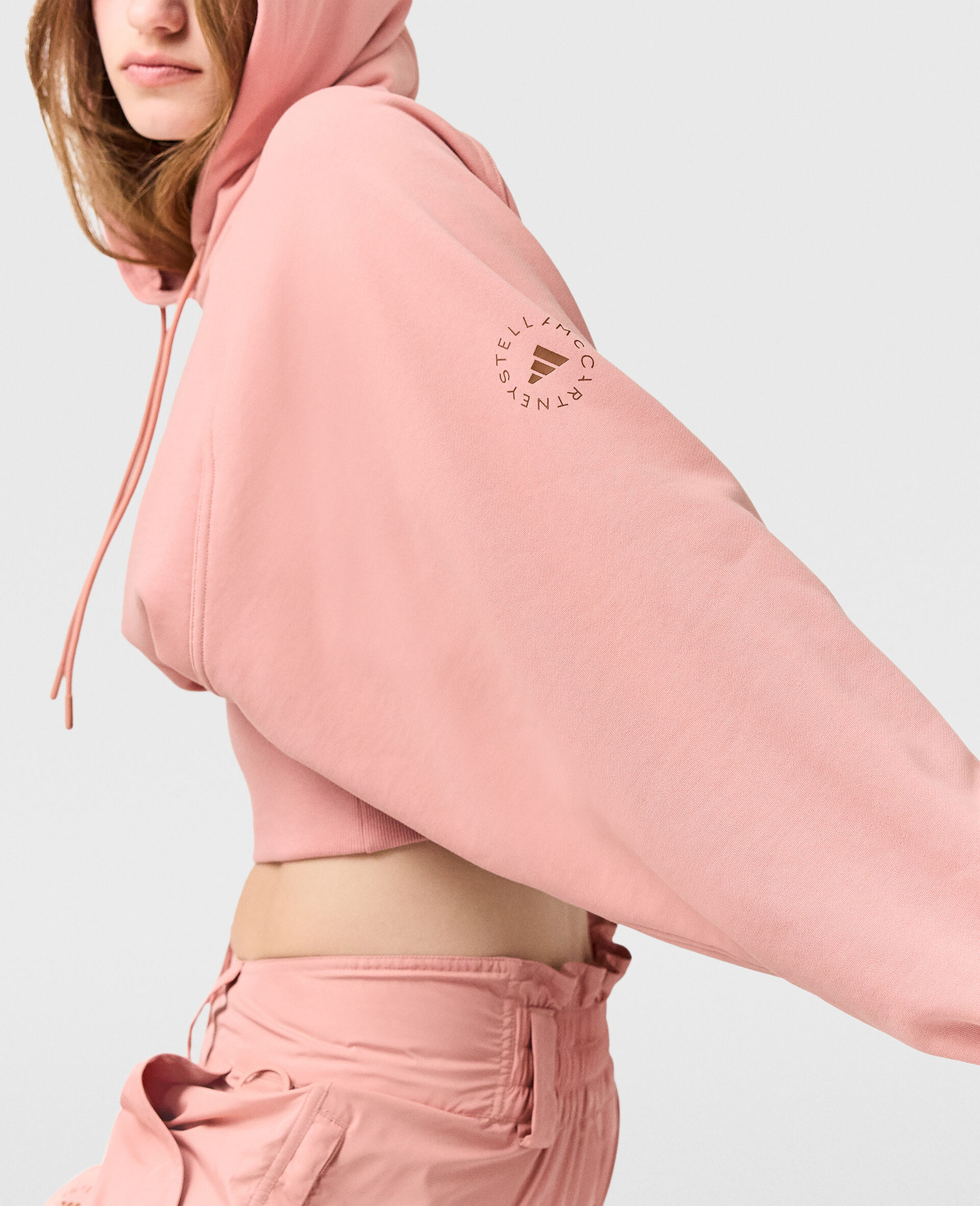 Sweat a capuche court avec logo-Rose-large image number 2