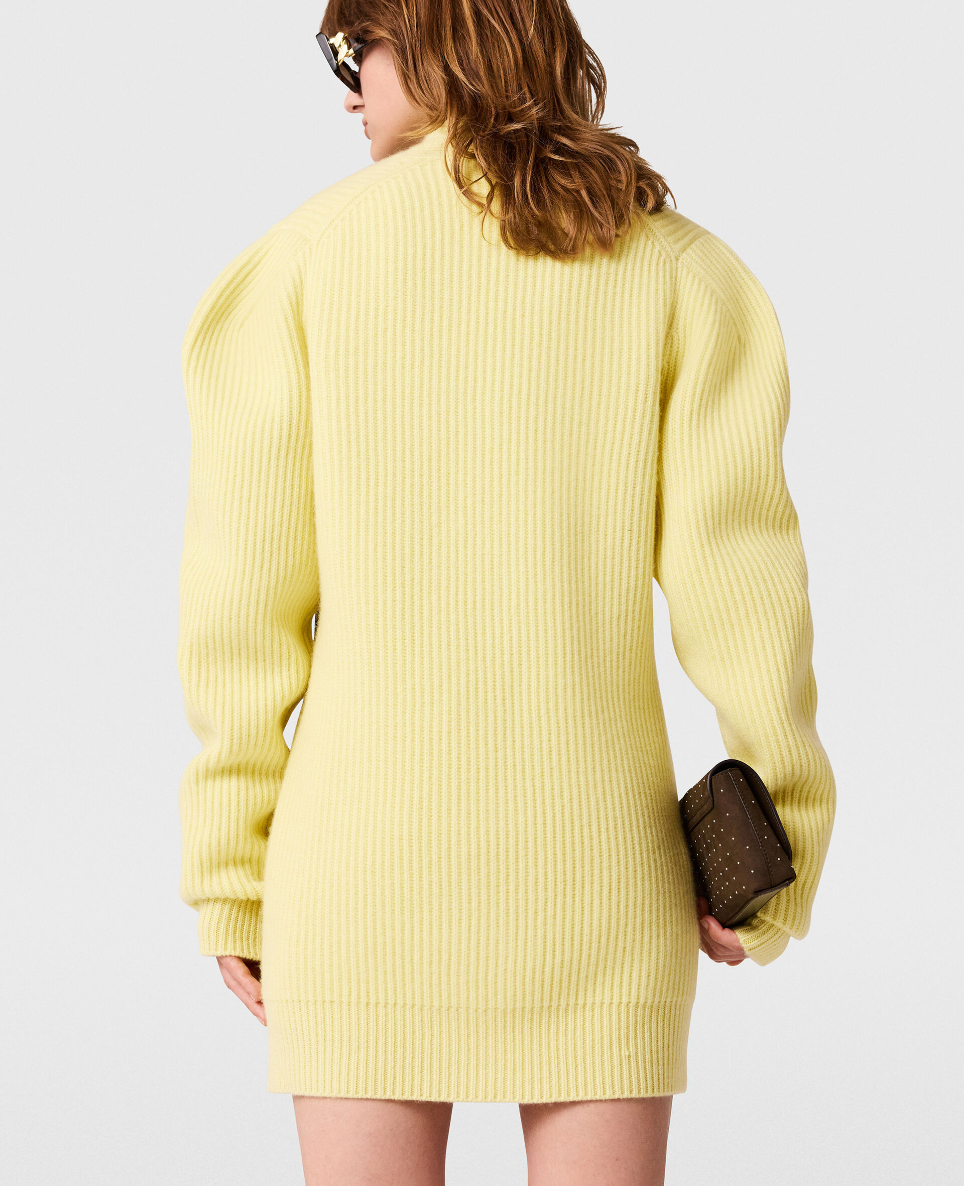 Chunky Knit V-Neck Cardigan -Yellow-large image number 4