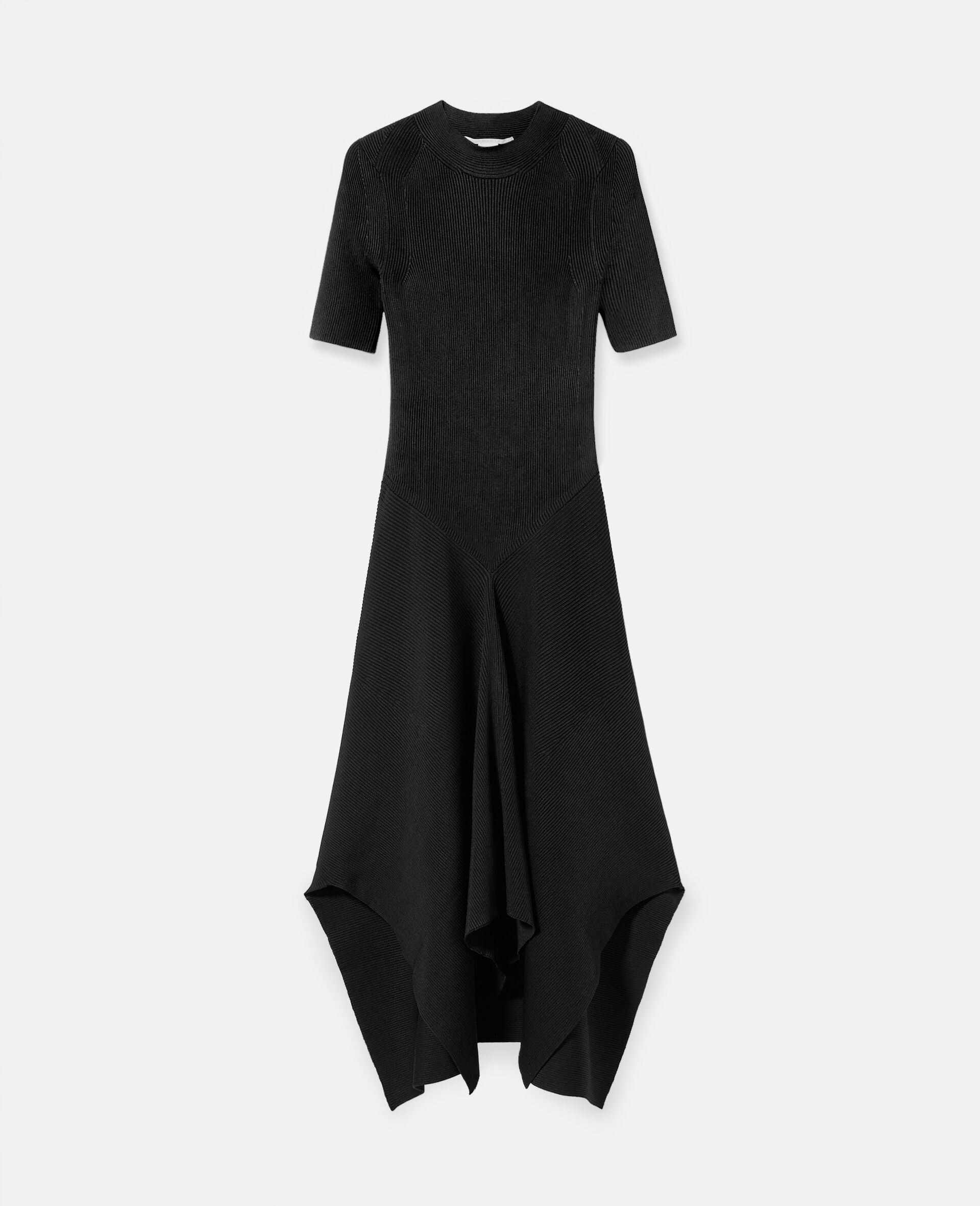 Compact Rib Knit Dress-Black-medium