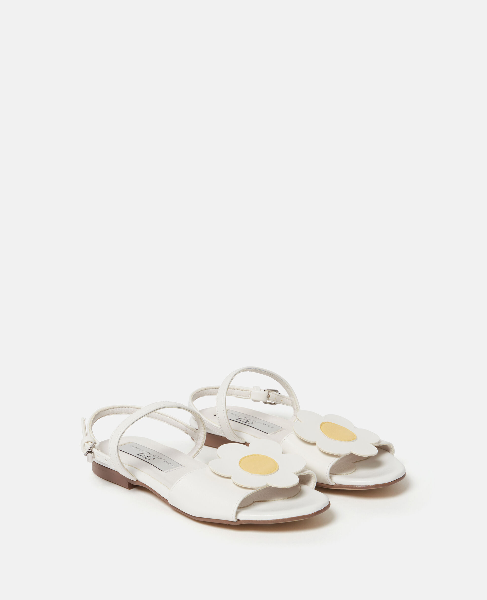 Daisy Detail Strappy Sandals-White-medium
