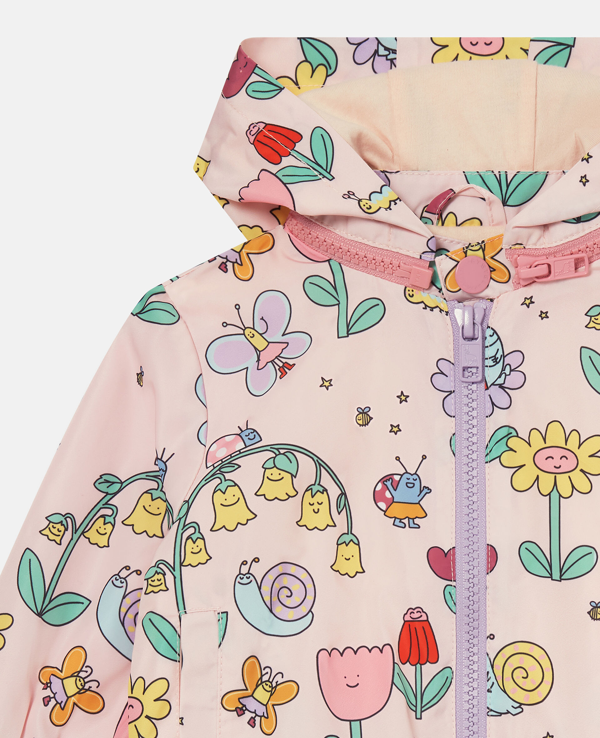 Regenmantel mit Kapuze und Blumen-Print-Bunt-medium