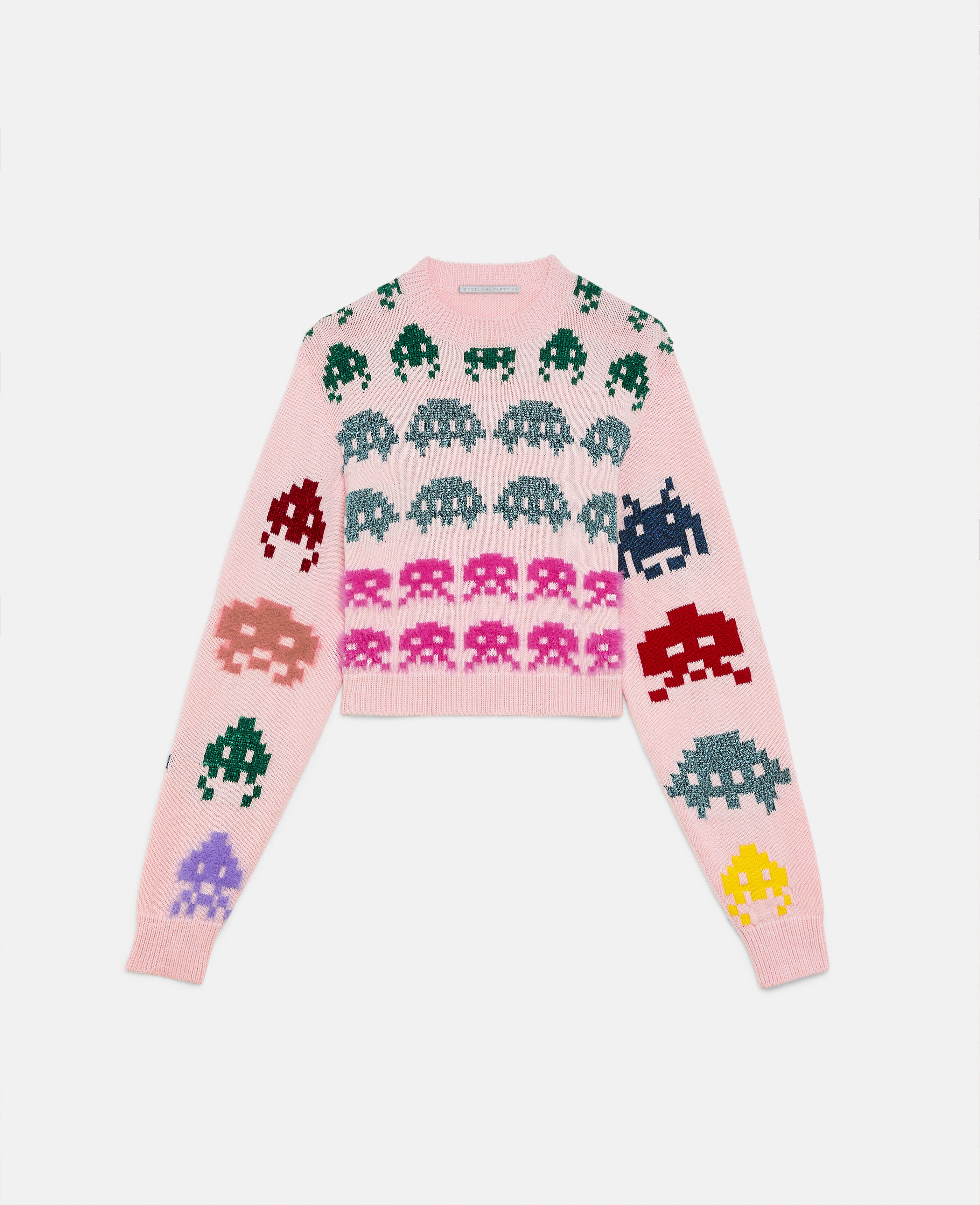 pink cropped knitted jumper