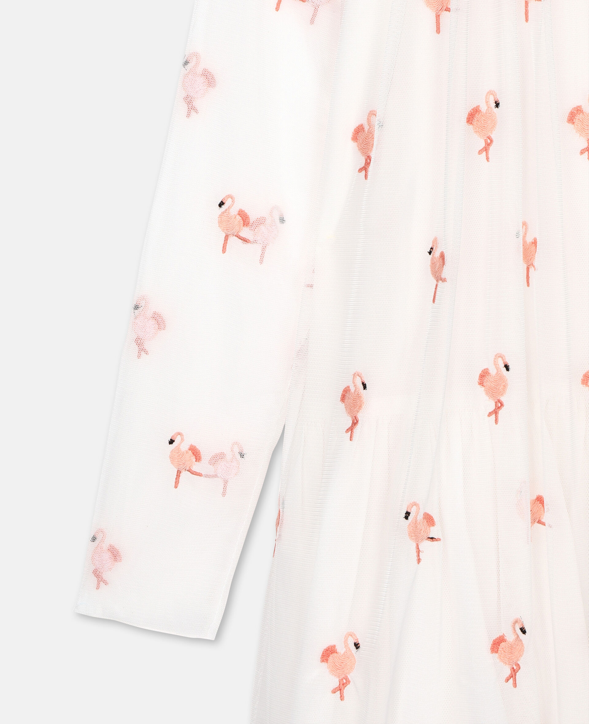 Embroidered Flamingo Tulle Dress-White-large image number 1