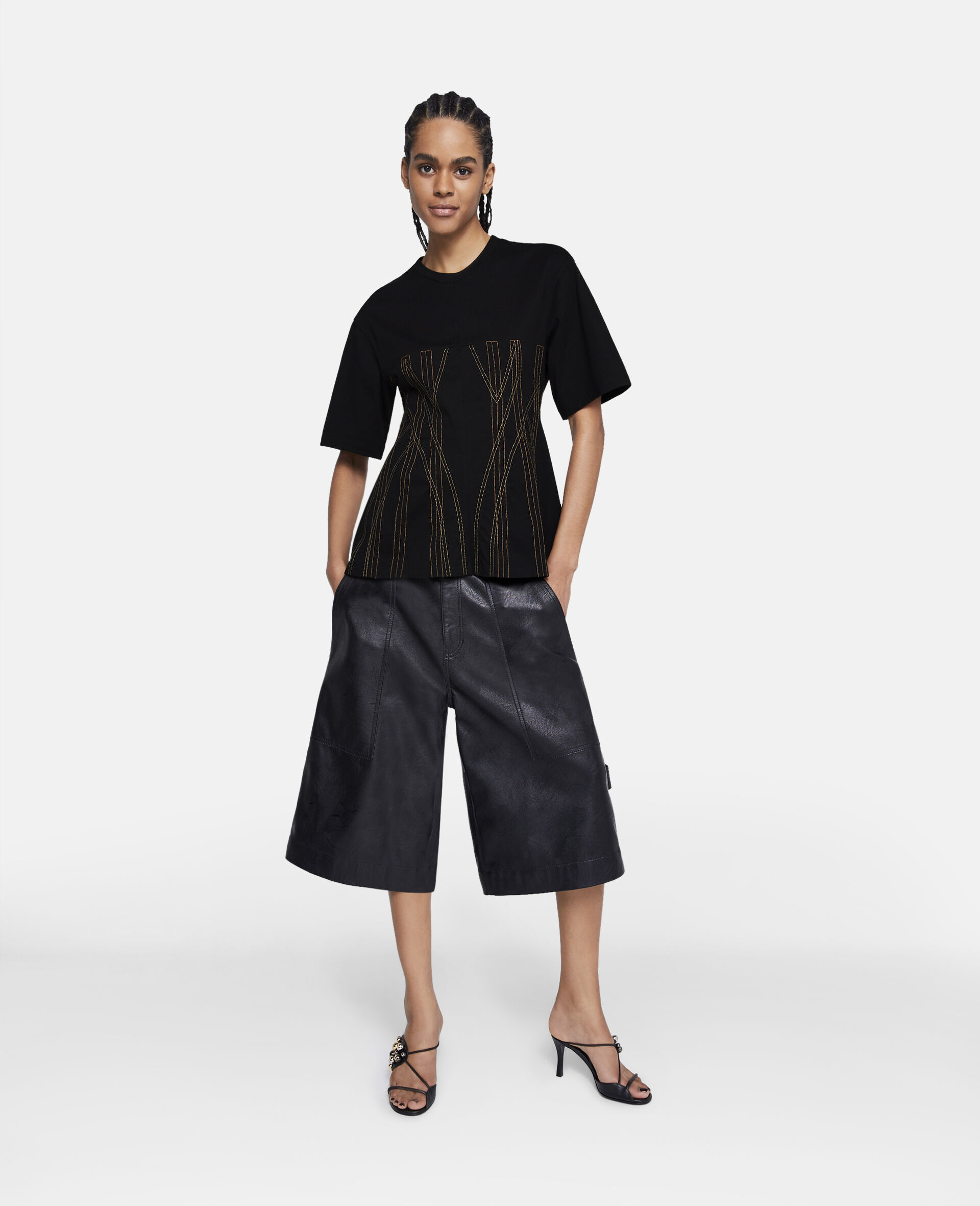 Corset Embroidery Top-Black-large image number 1