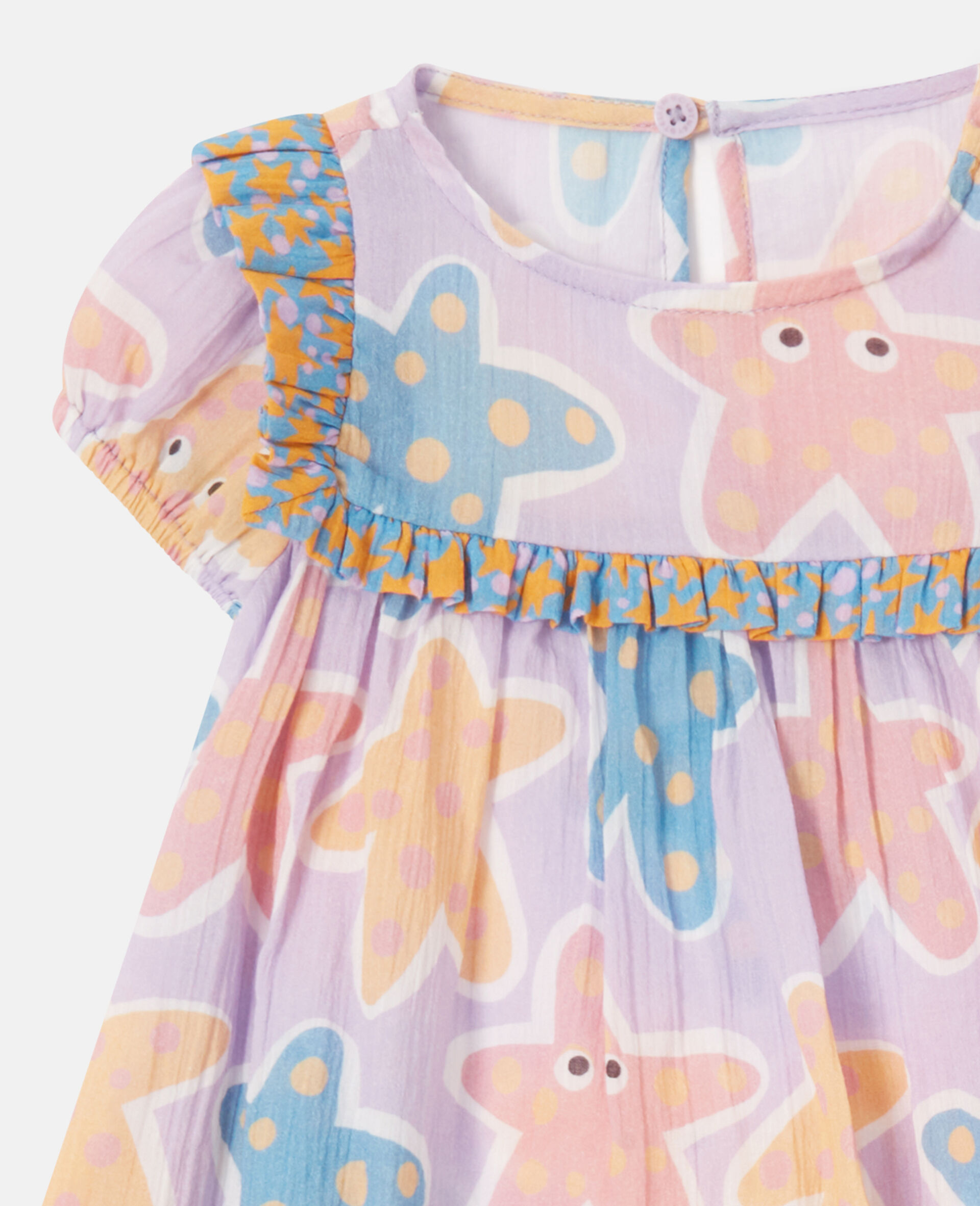 Starfish Print Ruffle Top And Bloomer Set-Purple-medium