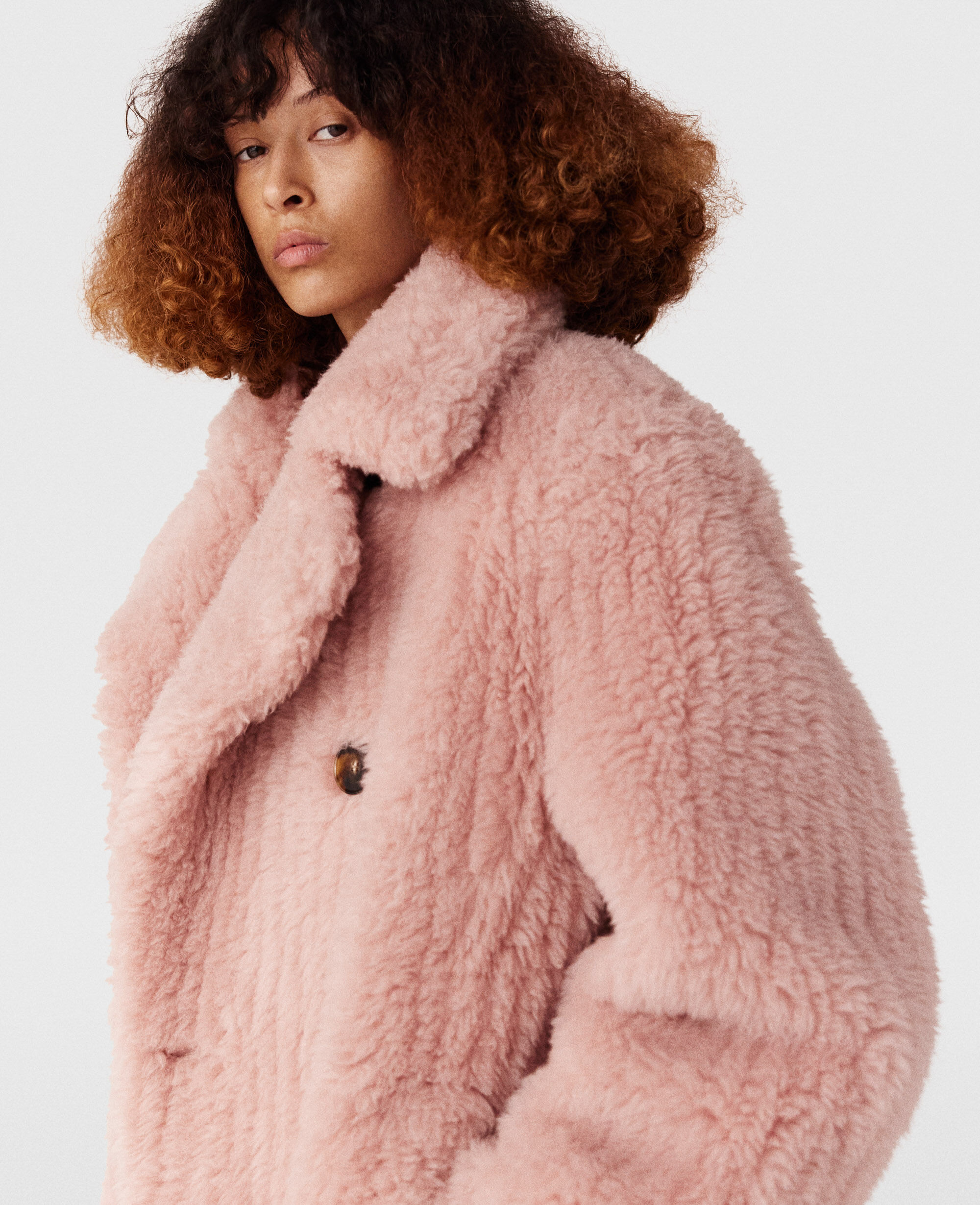 Dusky pink teddy bear coat new arrivals