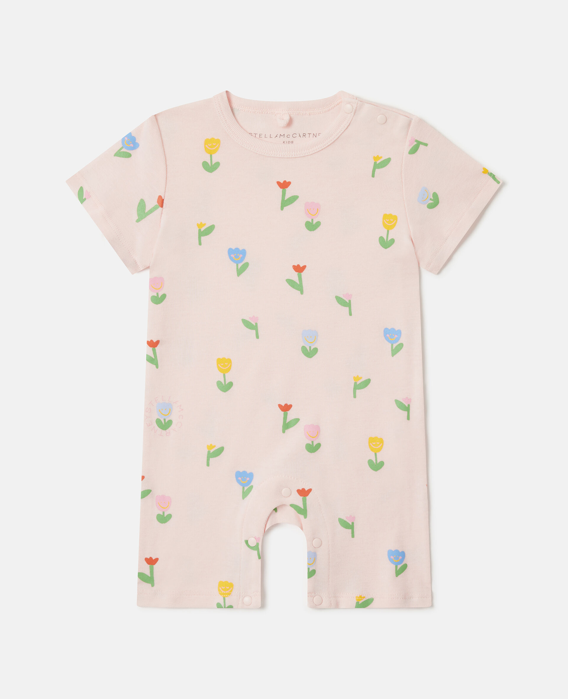 Floral Print Bib And Romper Set-Pink-large image number 2