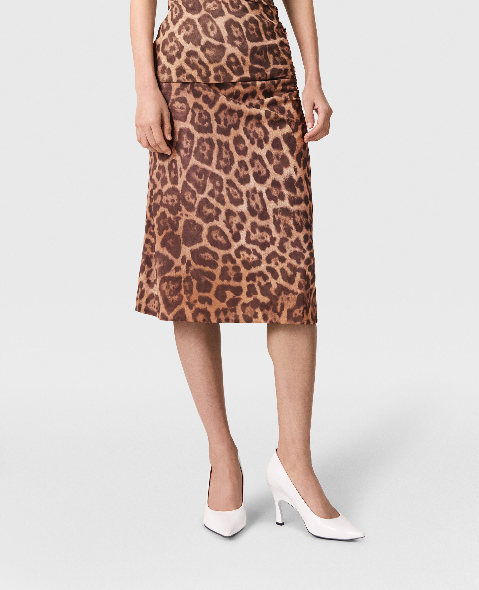 Leopard Mid-Rise Midi Skirt-Brown-large image number 5