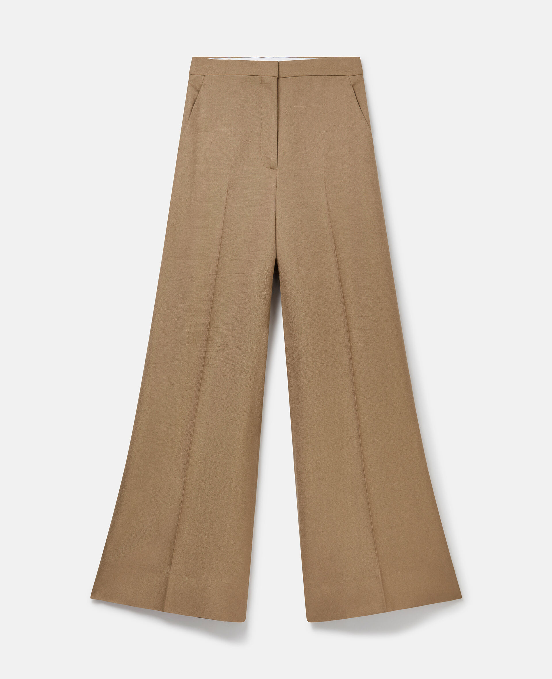 High-Rise Wide-Leg Trousers-Green-medium