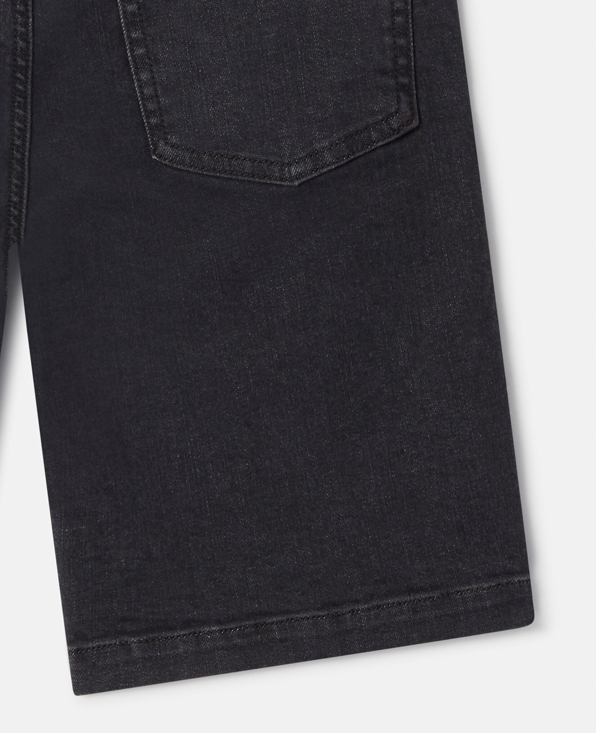 Drawstring Denim Shorts-Black-large image number 3