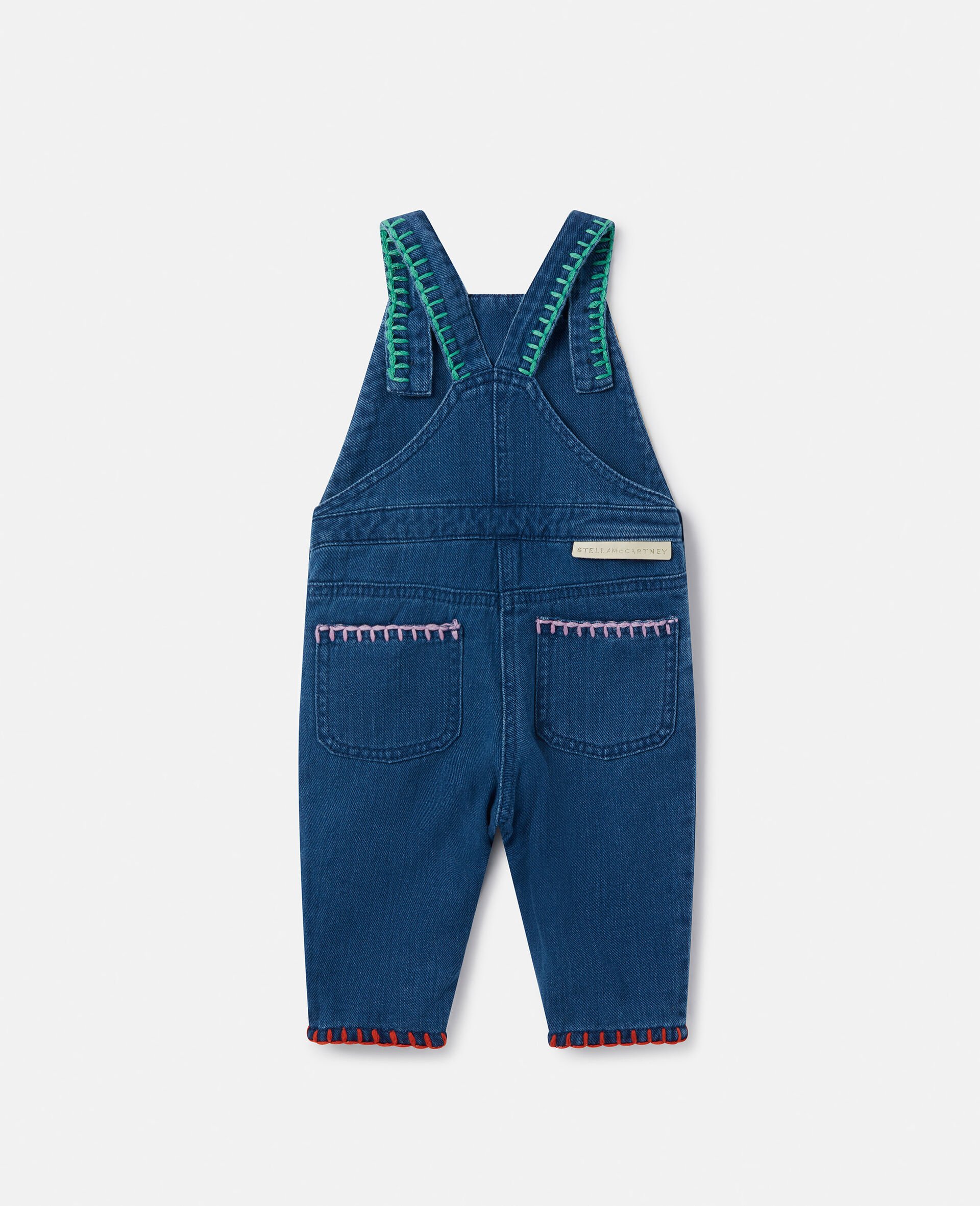 Smiling Flower Denim Dungarees-Blue-large image number 2