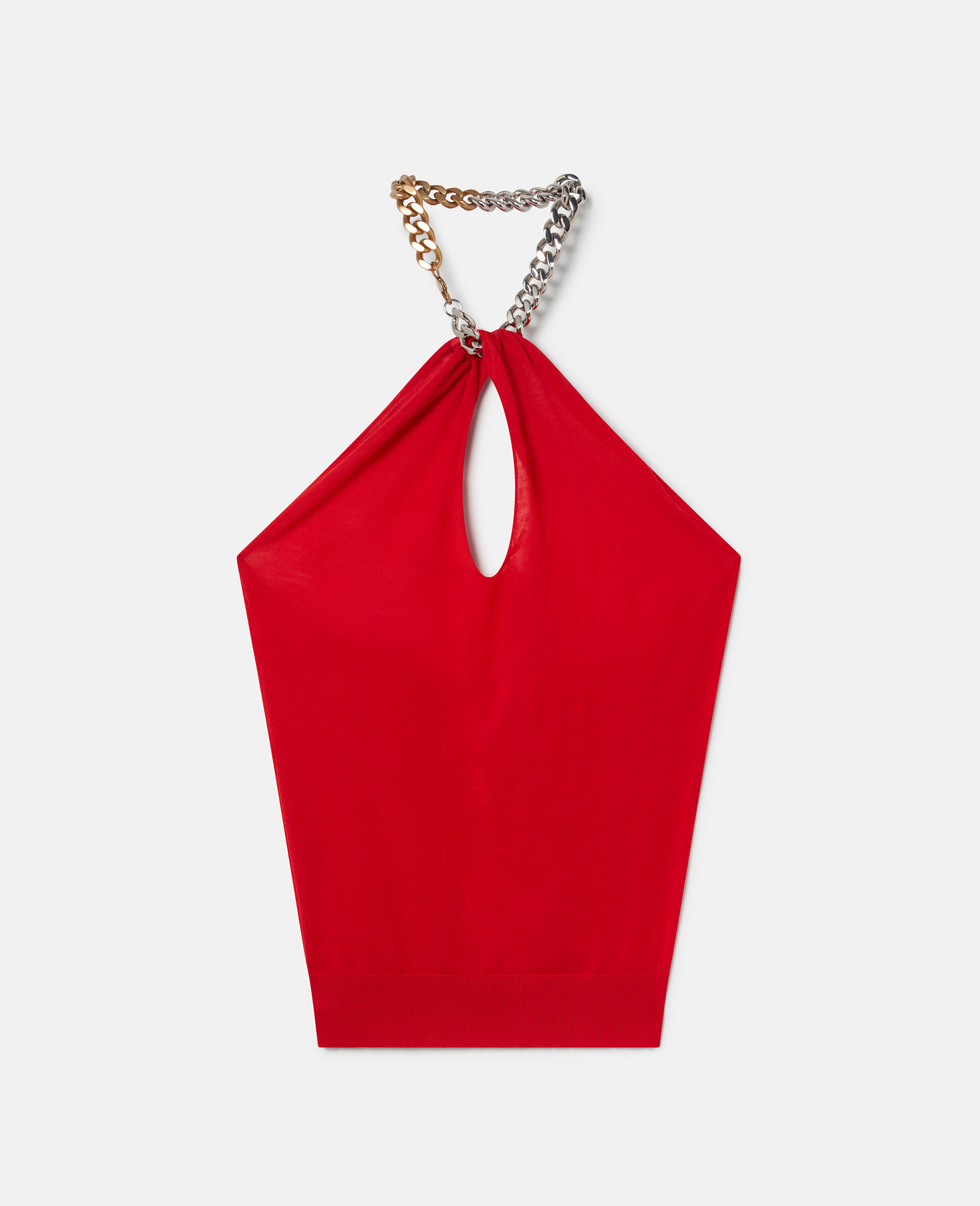 Frayme Chain-Embellished Halterneck Top-Red-large image number 0