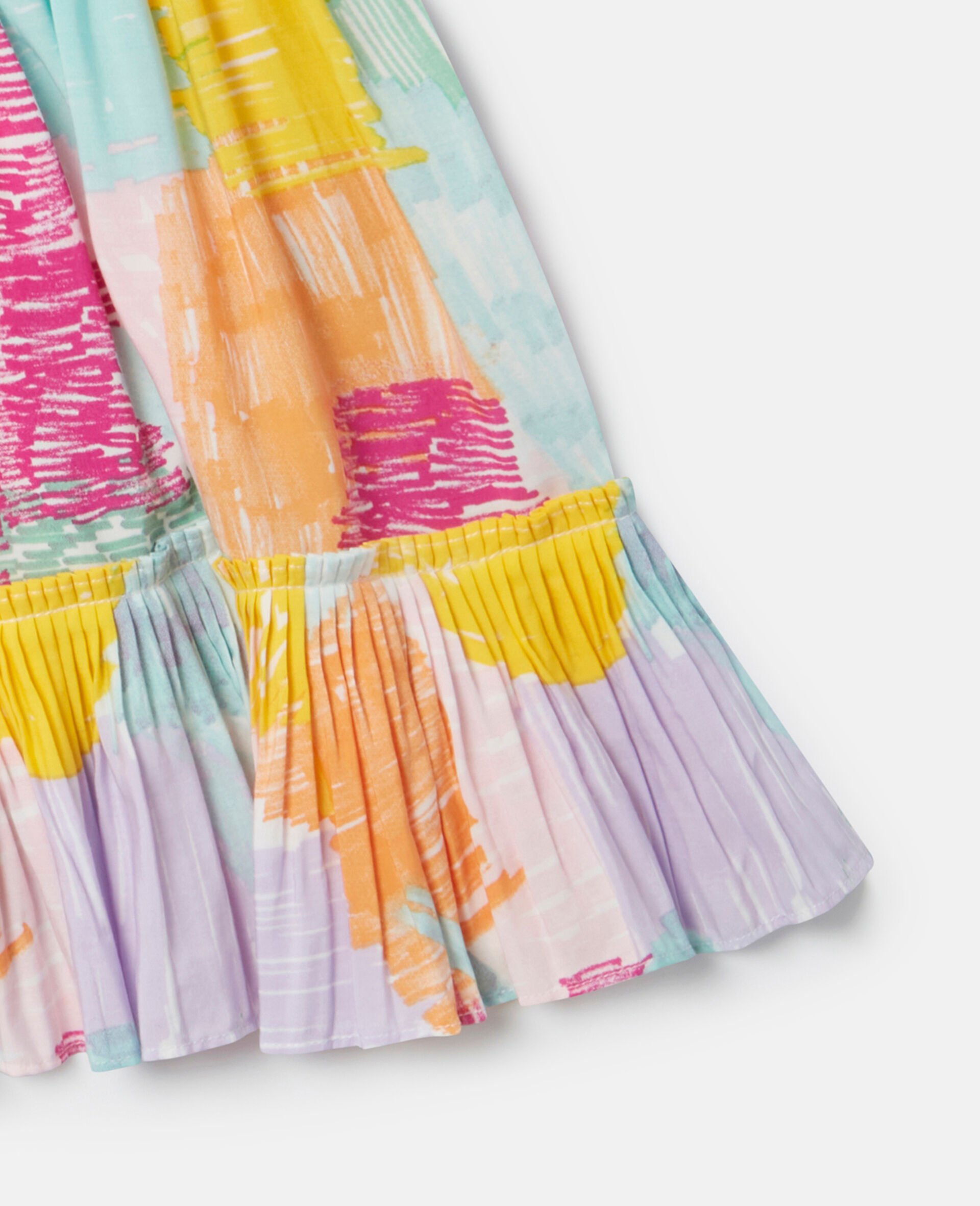 Abstract Doodle Print Ruffle Skater Skirt-Multicolour-large image number 3