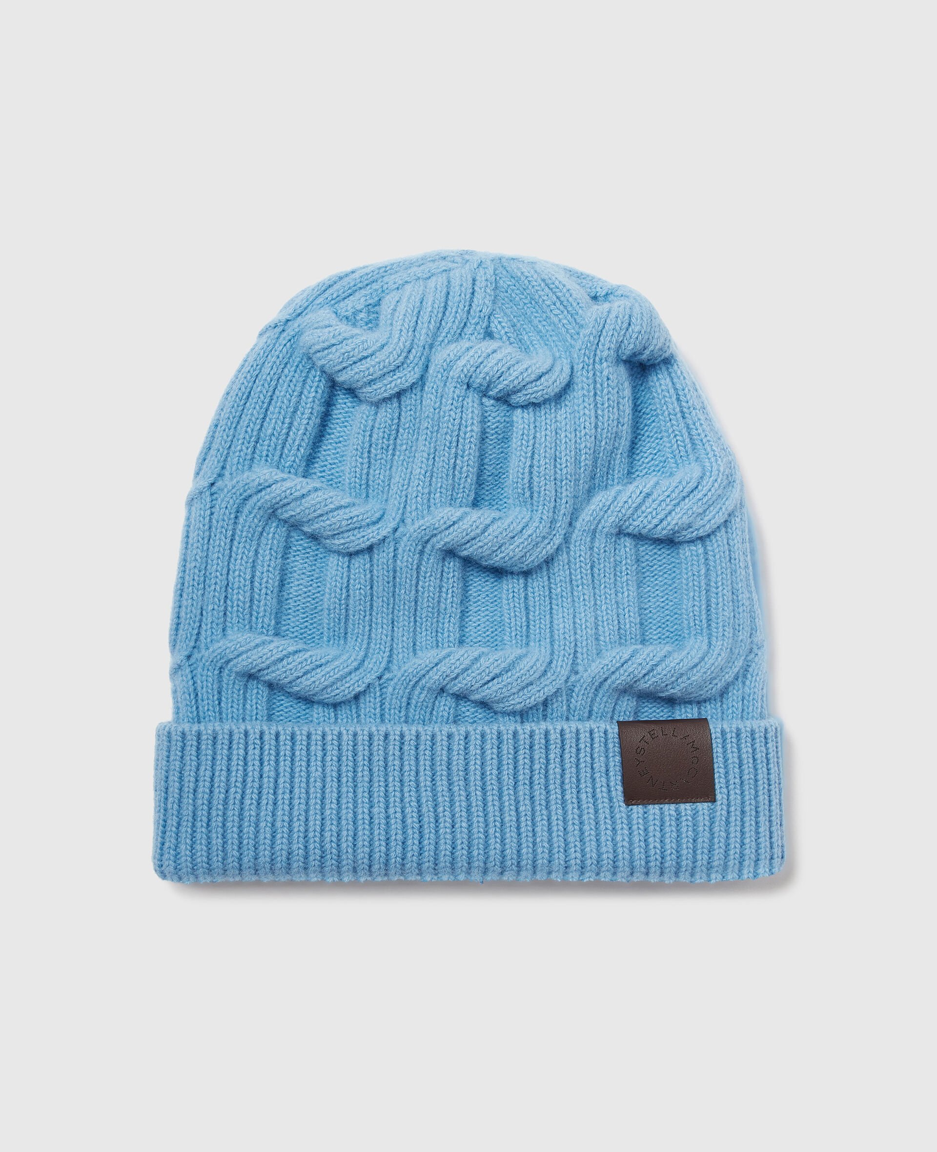 Falabella Cable-Knit Beanie-Blue-medium