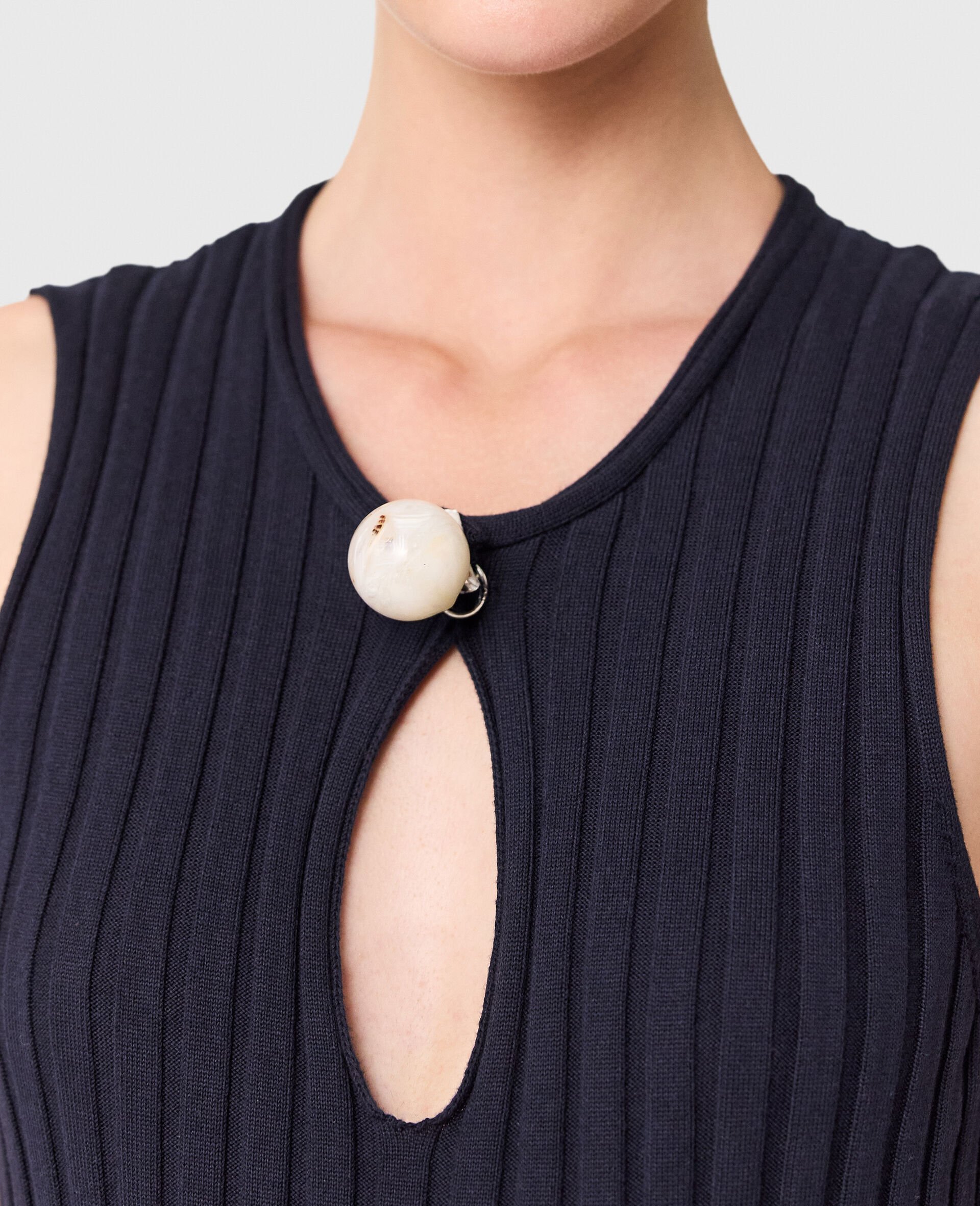 Cotton Ribbed Dress-Blue-large image number 3