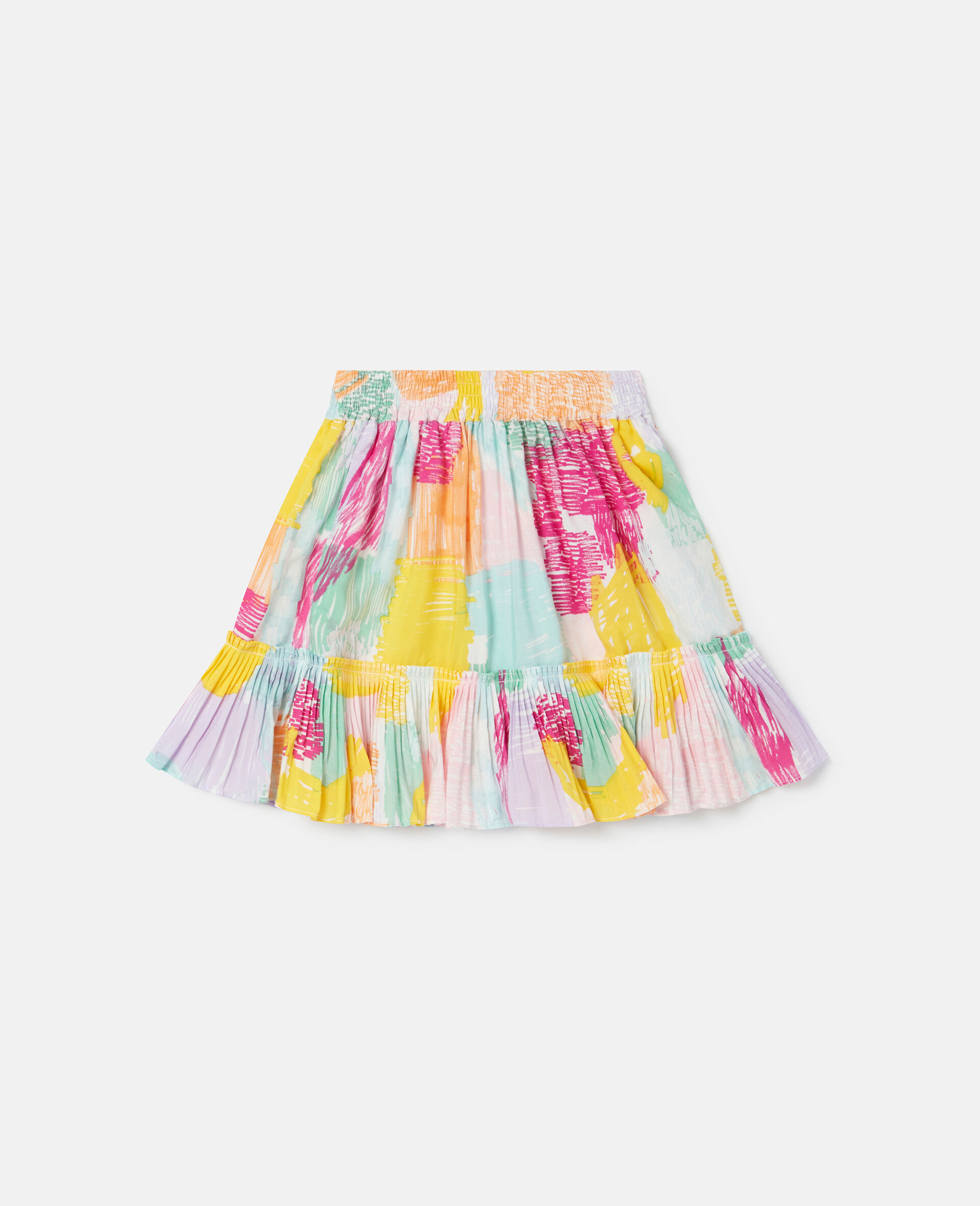 Abstract Doodle Print Ruffle Skater Skirt-Multicolour-medium