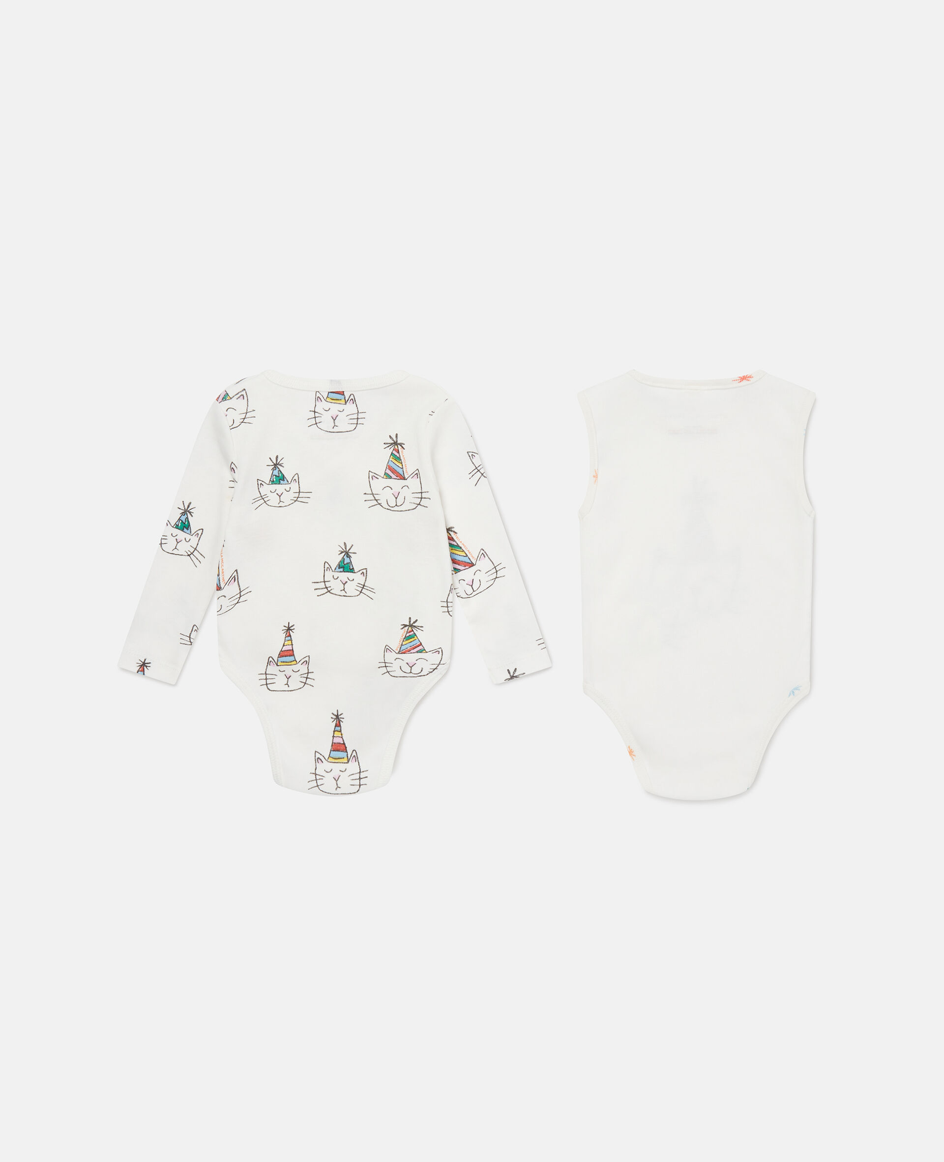 Cat Graphic Print Romper Set-Cream-large image number 2