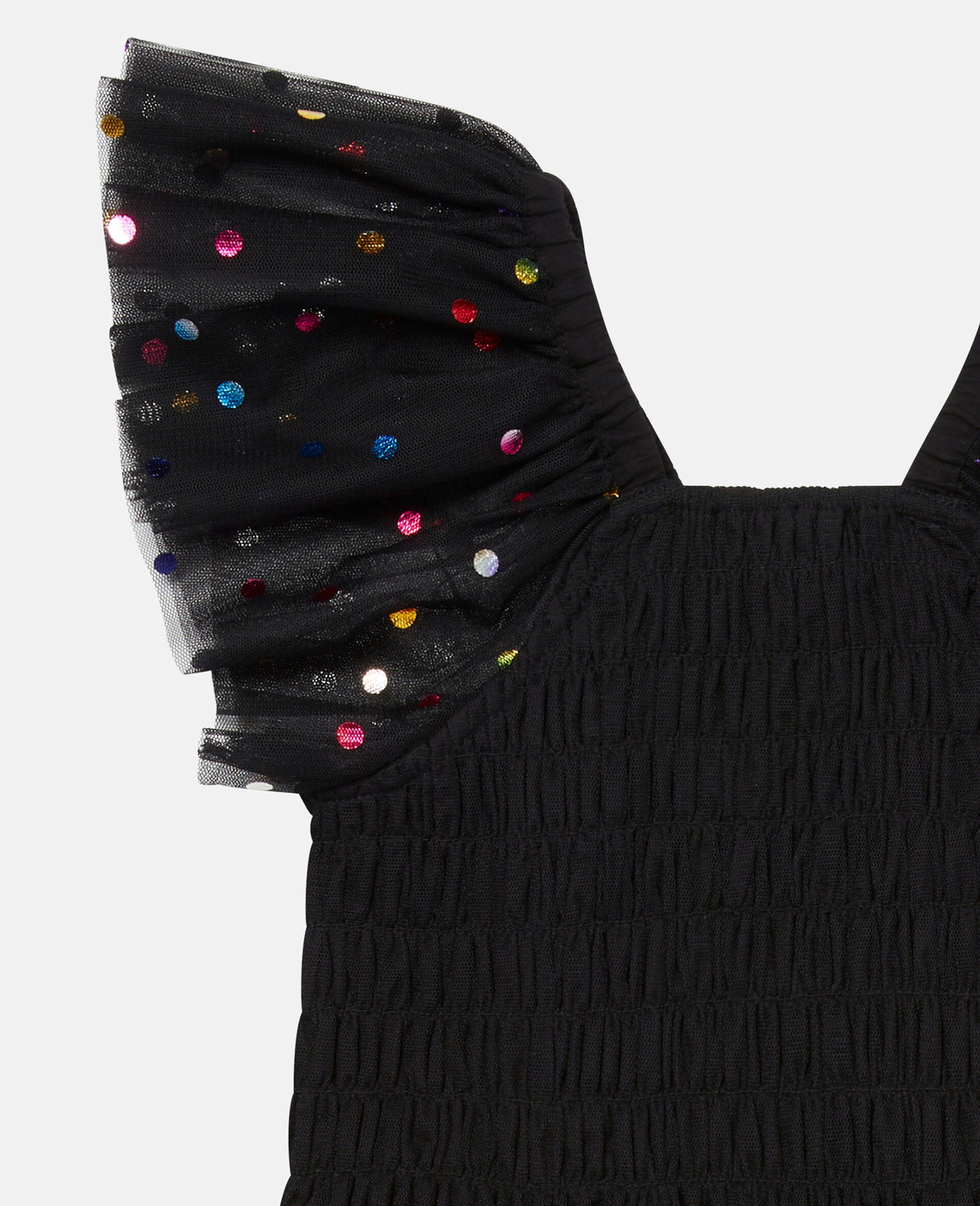 Dotted Tulle Dress-Black-large image number 1