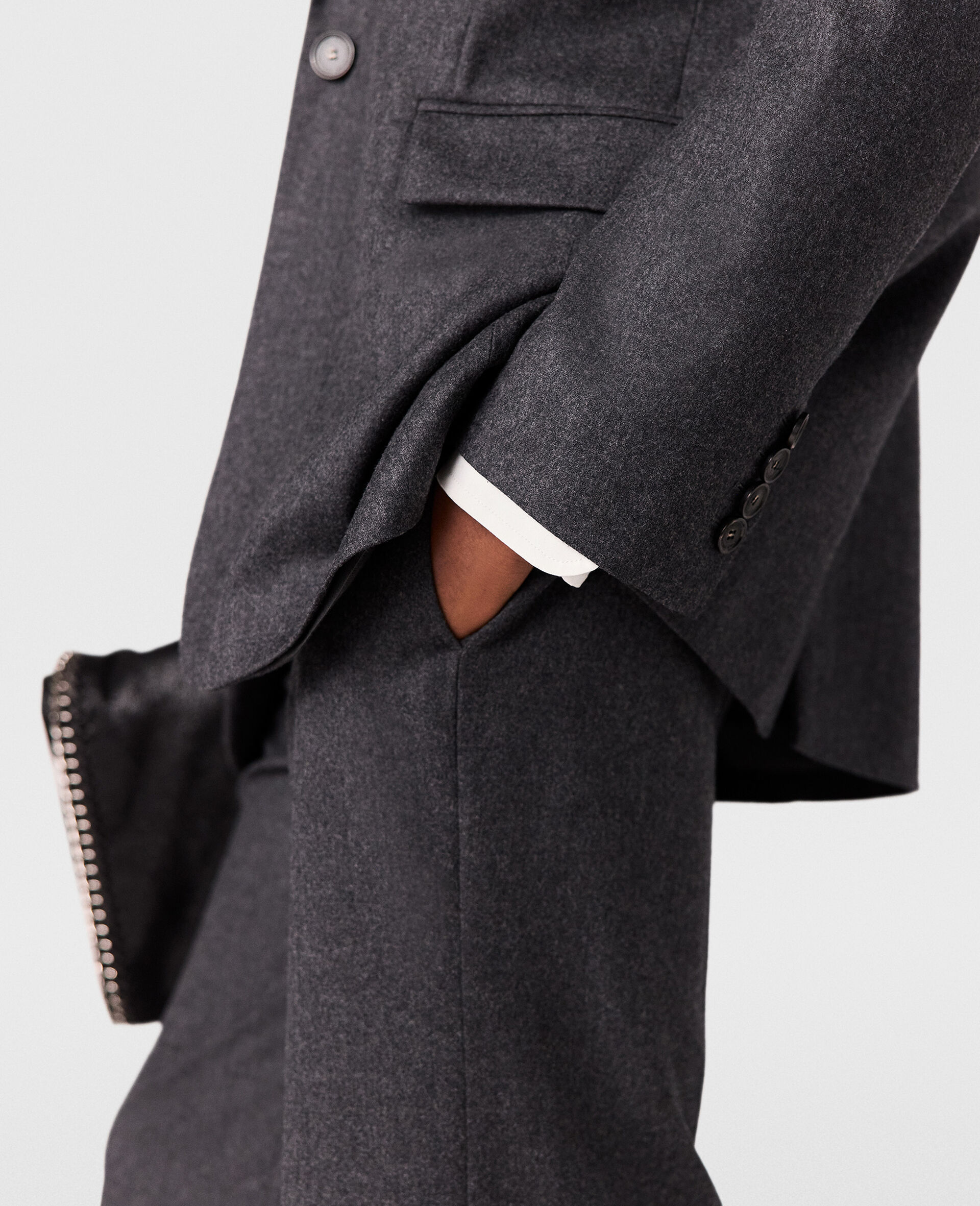 Pantalon evase a taille basse-Gris-large image number 3