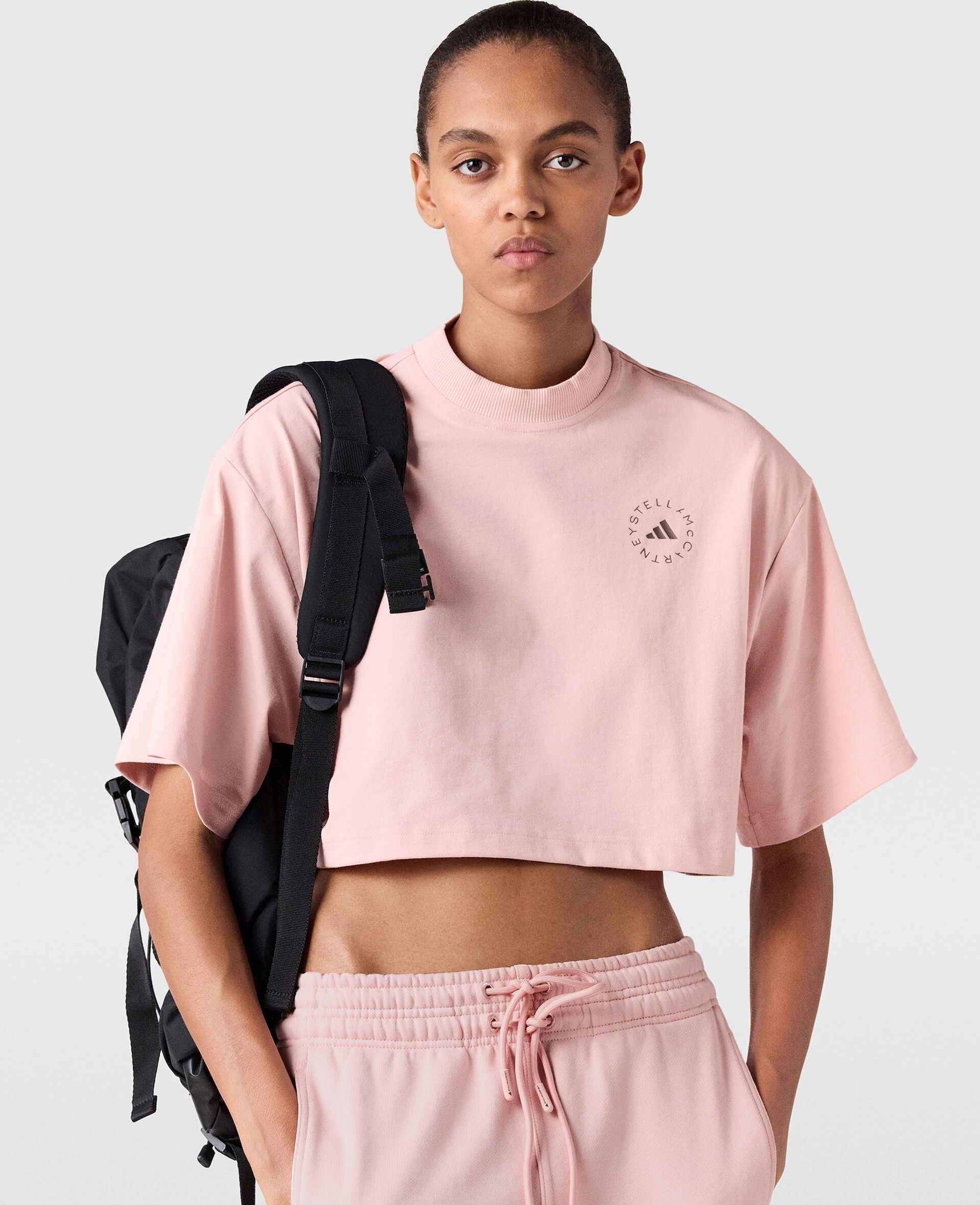 Planet Sport Cropped T-Shirt-Pink-model