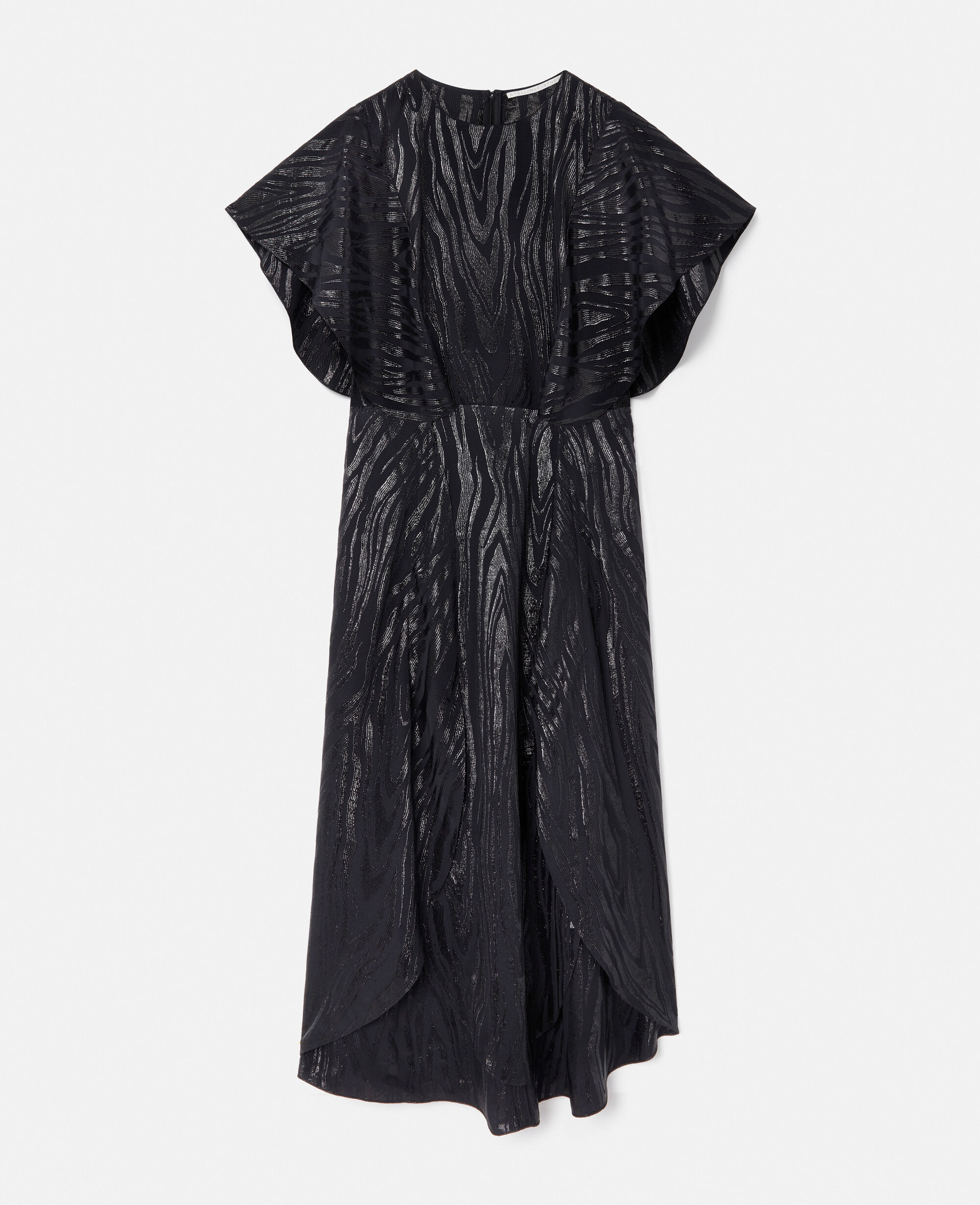 Women Black Woodgrain Print Lurex Midi Dress | Stella