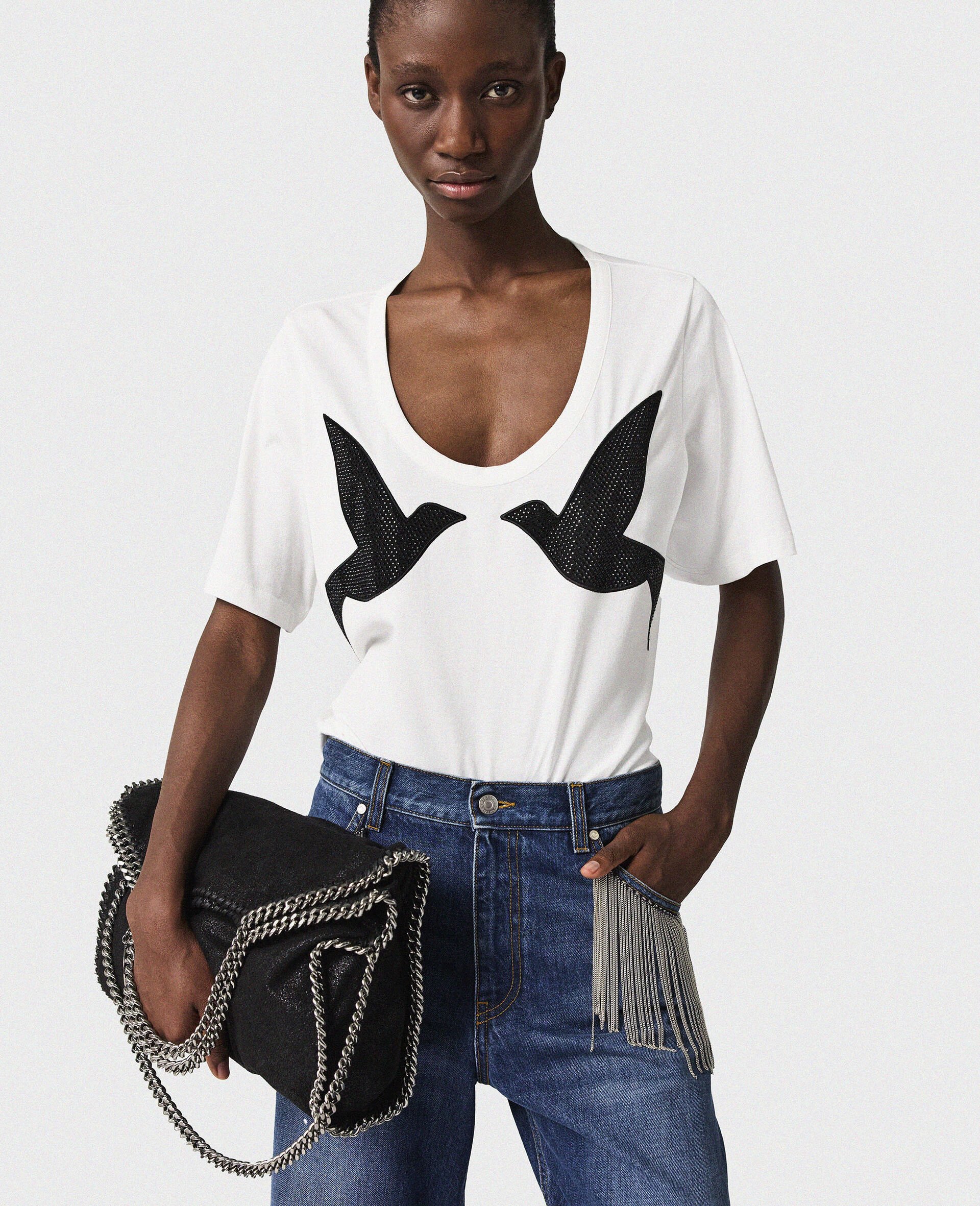 T shirt avec imprime graphique merle-Blanc-model
