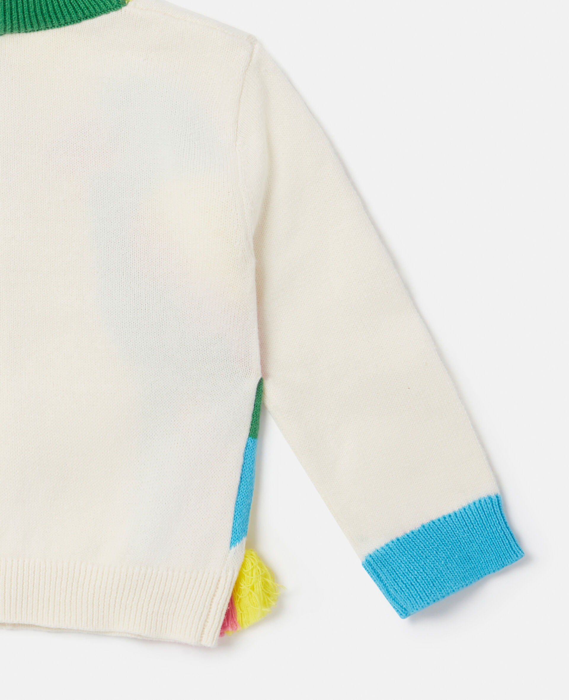 Double Parrot Intarsia Knit Fringed Cardigan-White-large image number 3