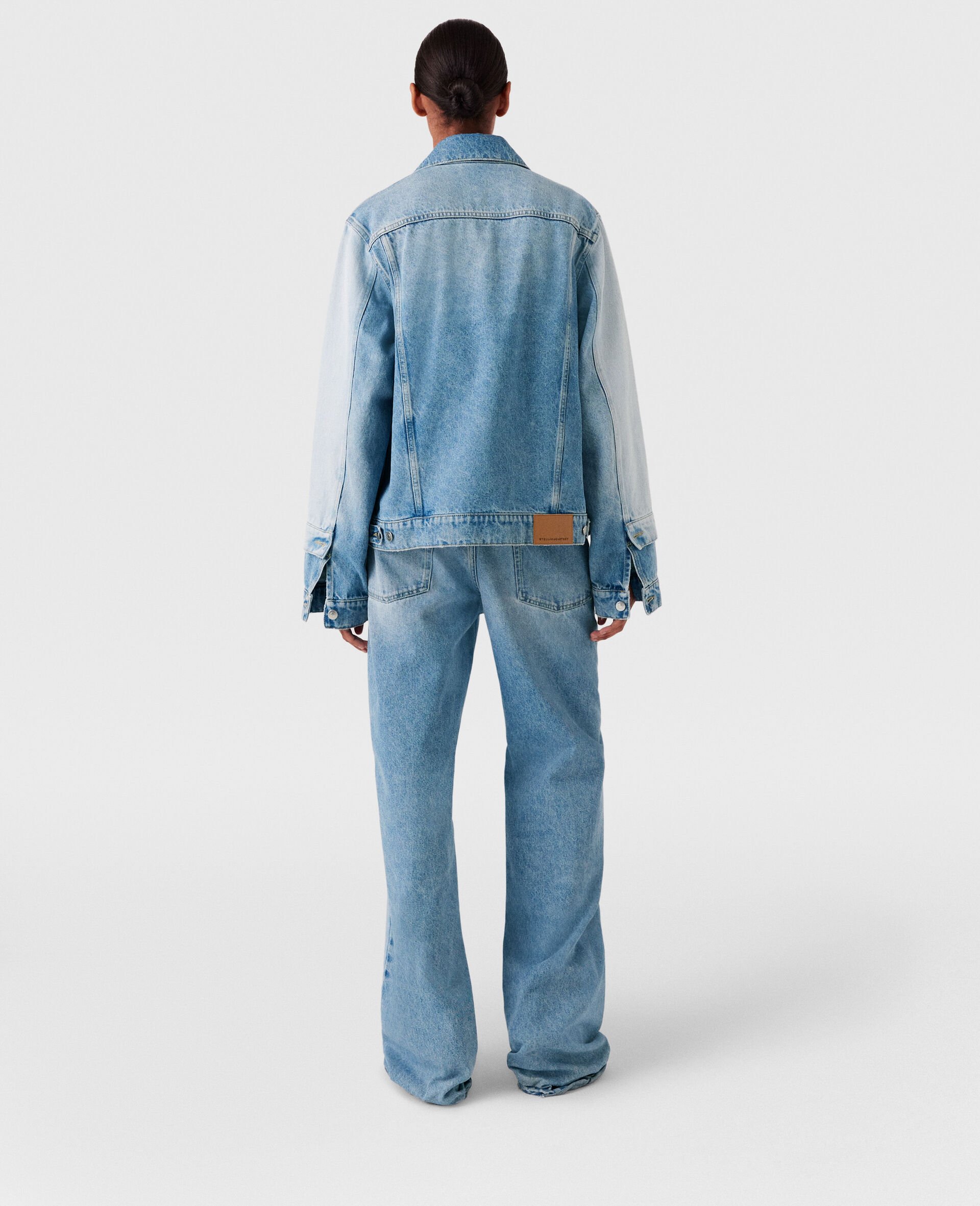 Contrast Panel Straight-Leg Jeans-Blue-large image number 4