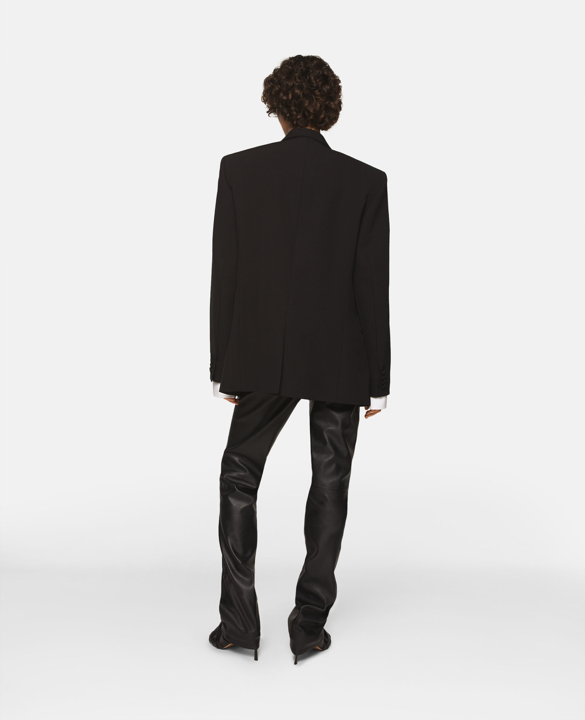 Women Midnight black Wool Blazer with Shawl Lapels | Stella