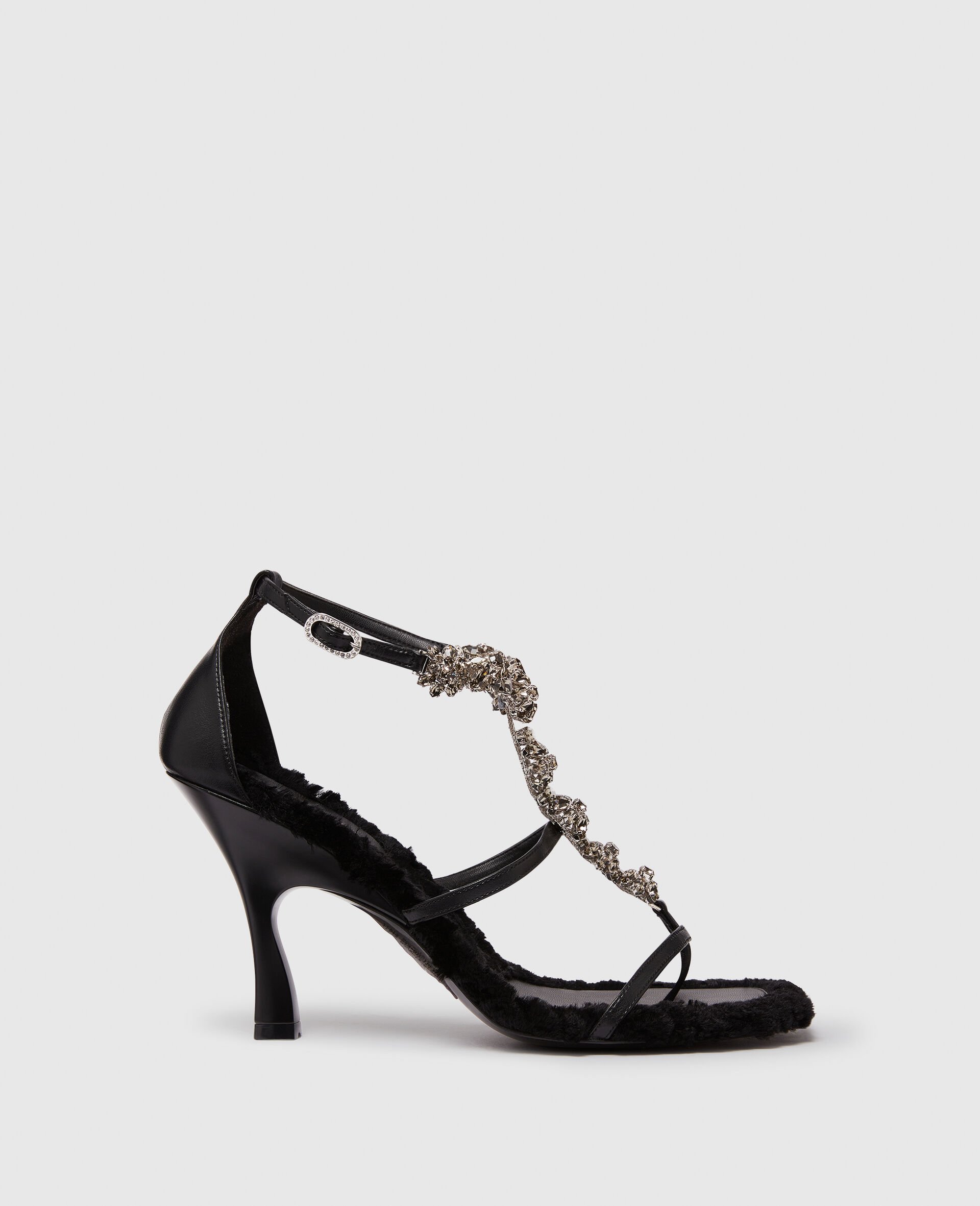Elsa Crystal Flowers Heeled Sandals-Black-large image number 0