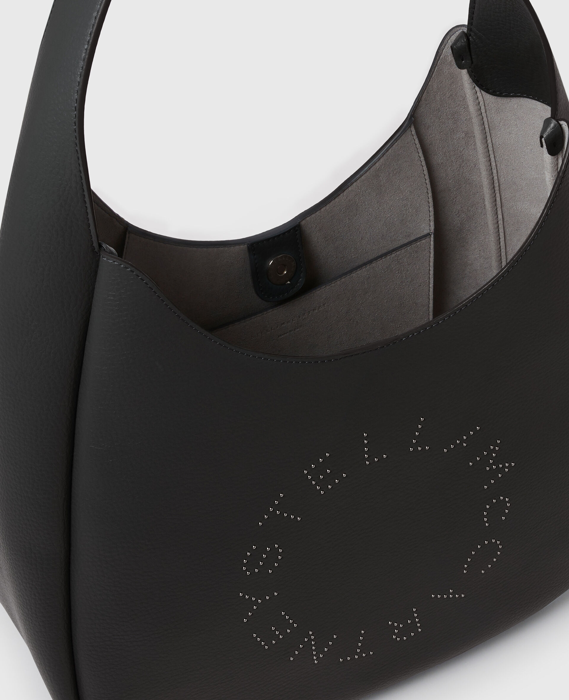 Logo Studded Large Hobo Bag-Black-large image number 3