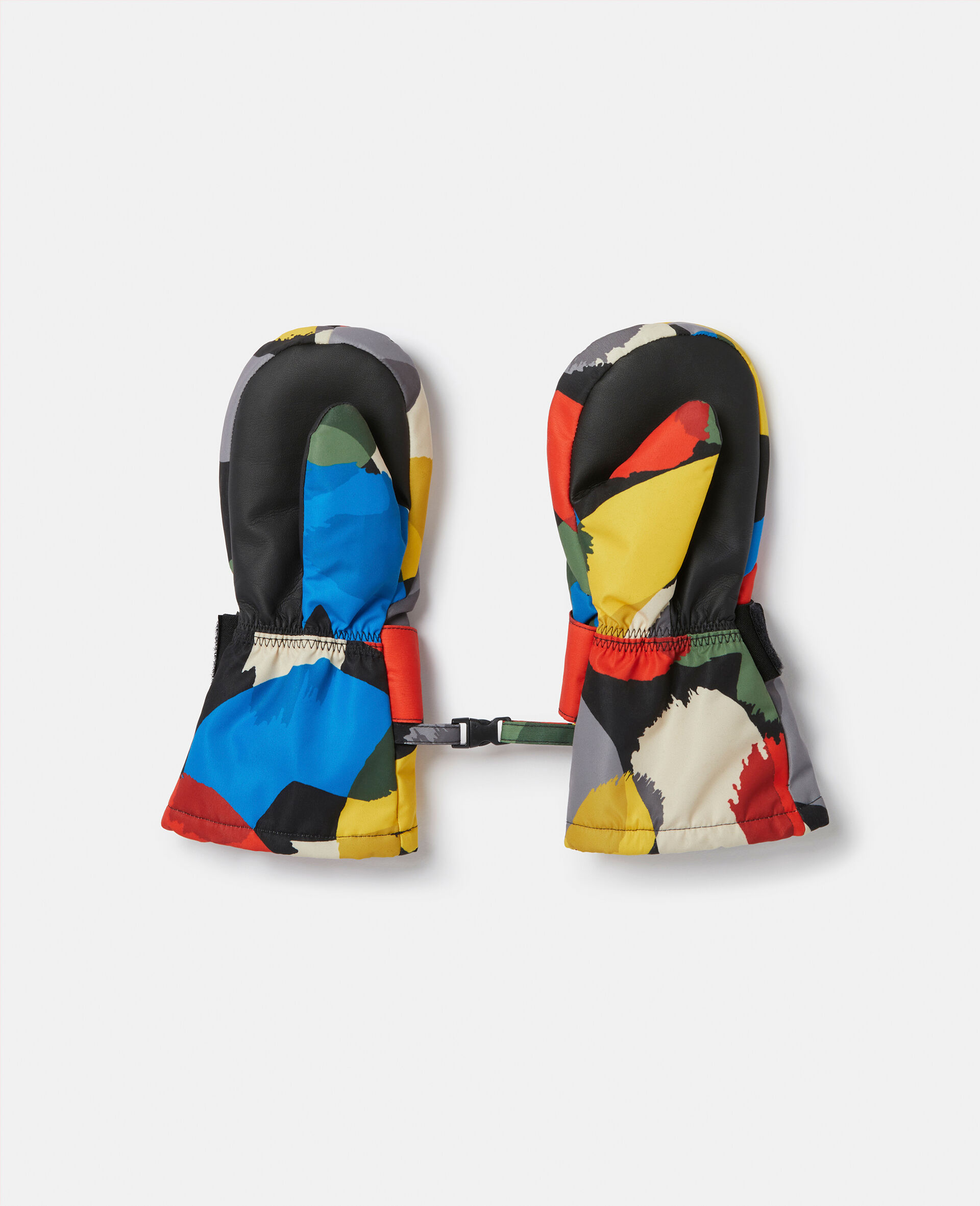 Logo Tape Smudge Print Ski Mittens-Multicoloured-large image number 1