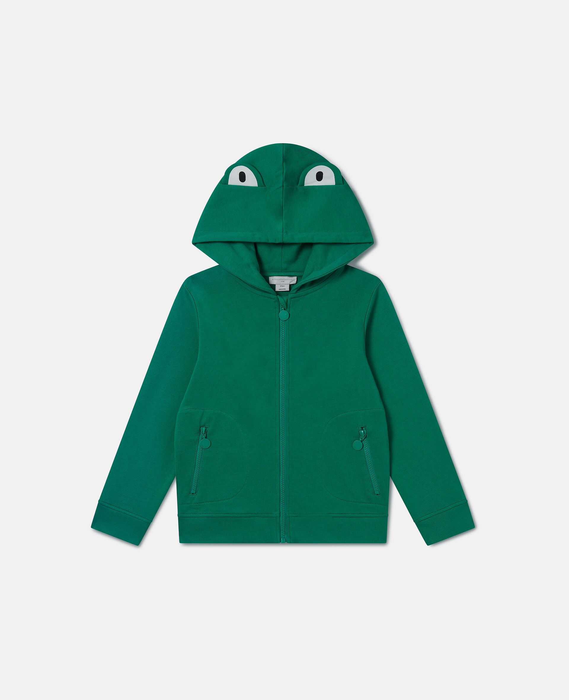 Frog Graphic Hooded Zipper Sweatshirt-Green-large image number 0