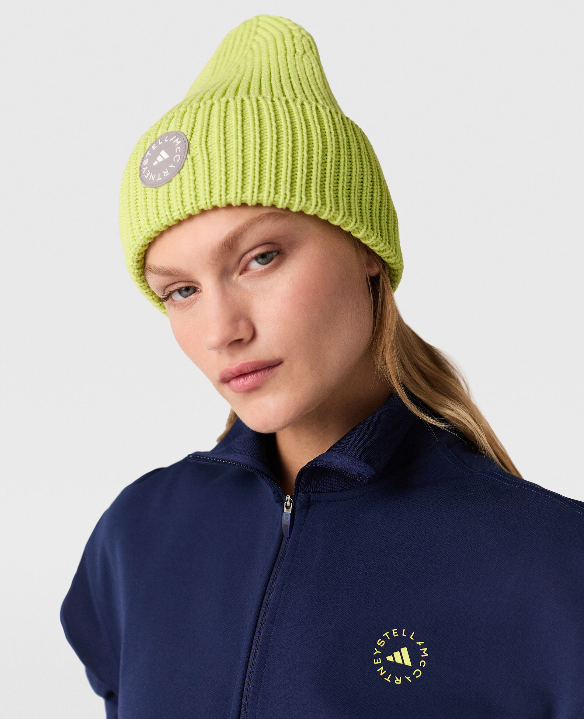 Logo Ribbed Beanie-Yellow-model