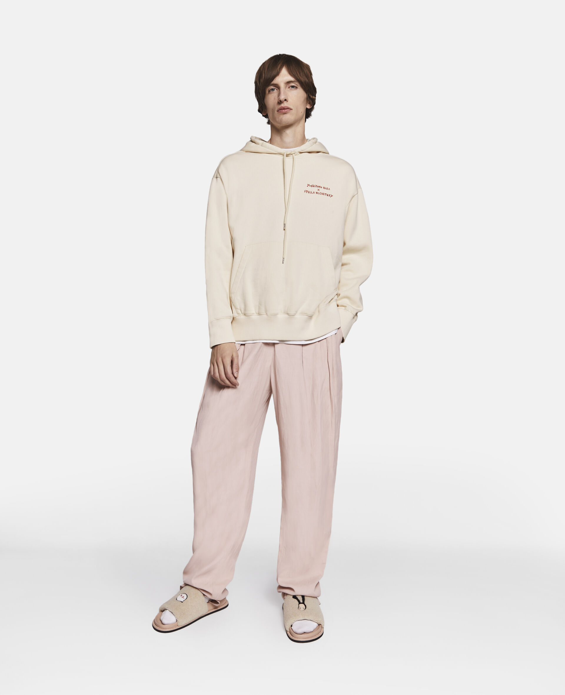 Kapuzenpullover mit Stop the Bombs-Print-Beige-large image number 0
