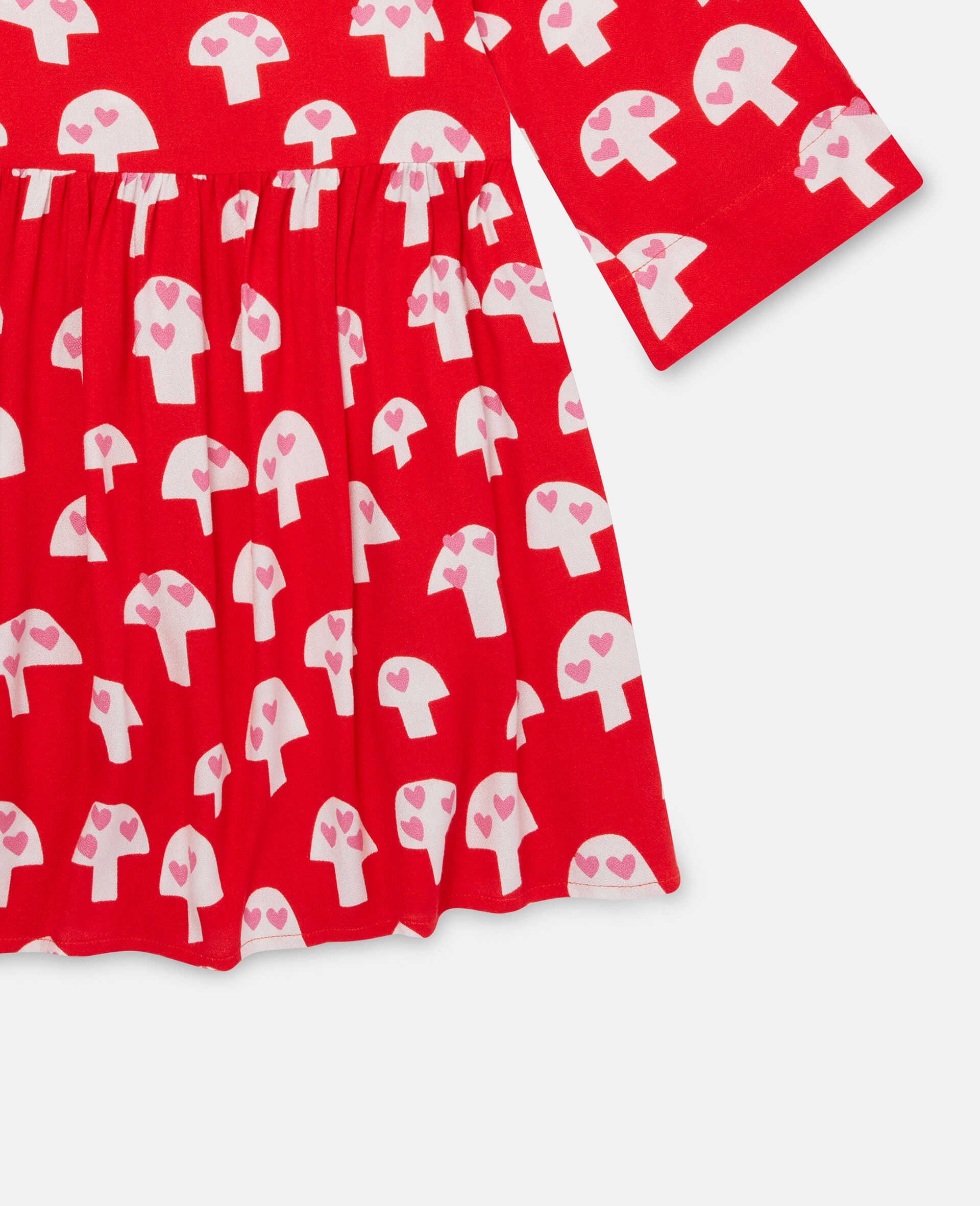 Mushroom Print Crepe Dress-Red-large image number 2