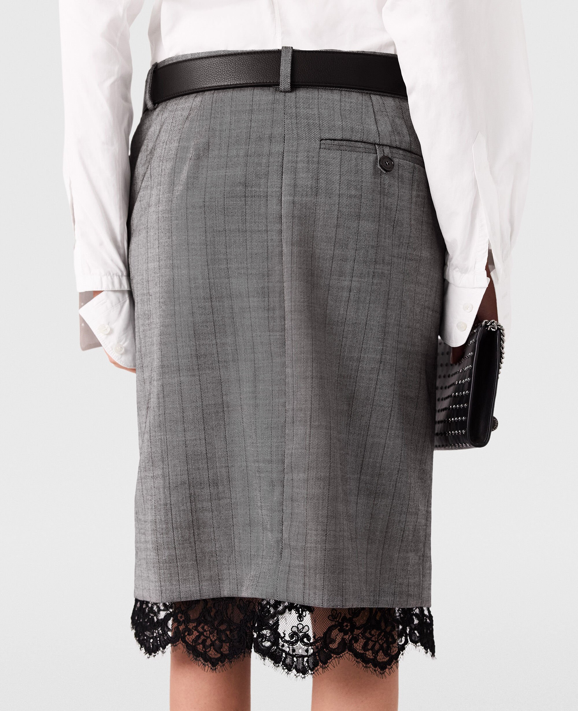 スカート | デニム ミディ レザー プリーツ フリンジ ニット