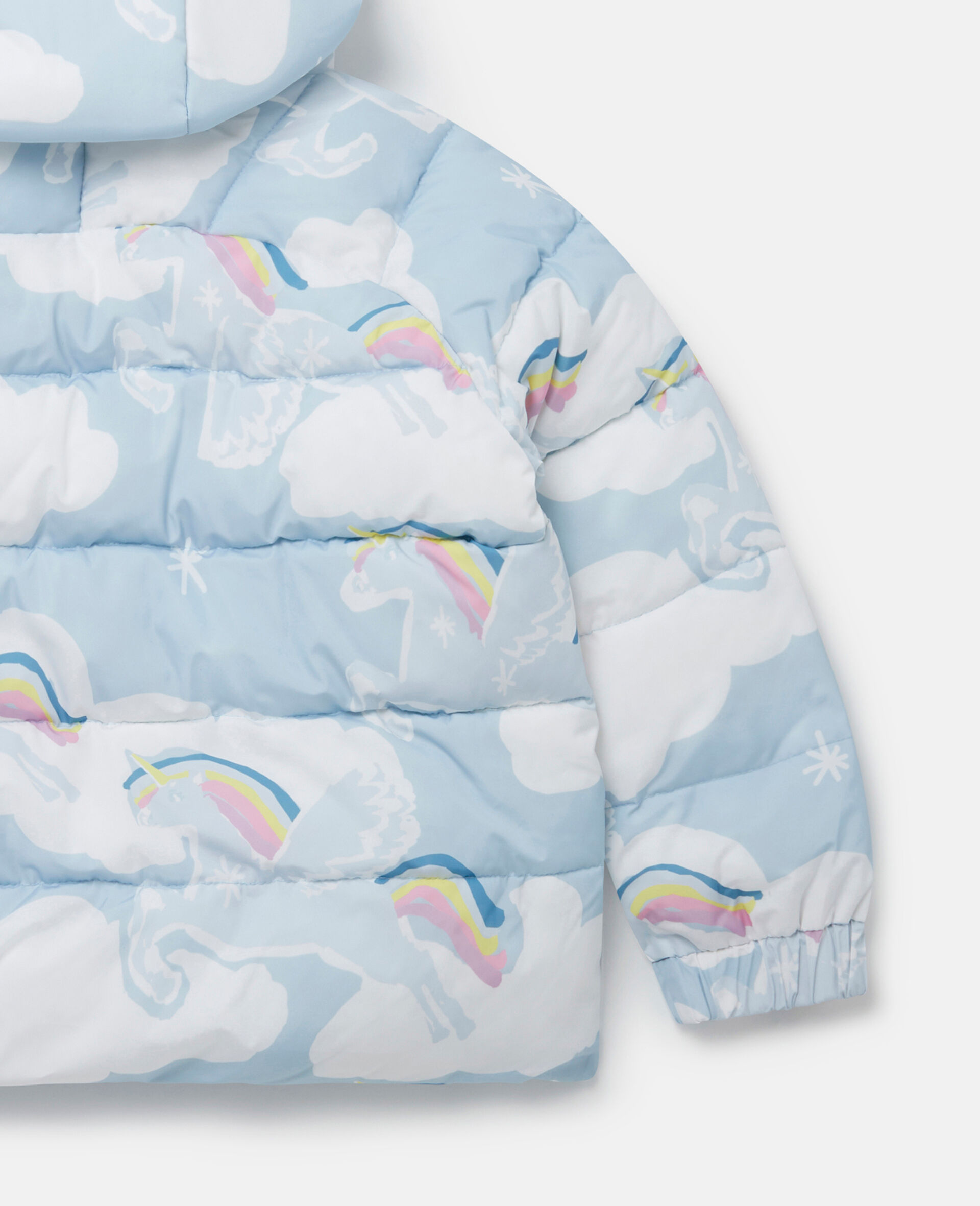 Rainbow Unicorn Cloud Print Puffer Coat-White-large Rainbow Unicorn Cloud Print Puffer Coat-White-large image number 3