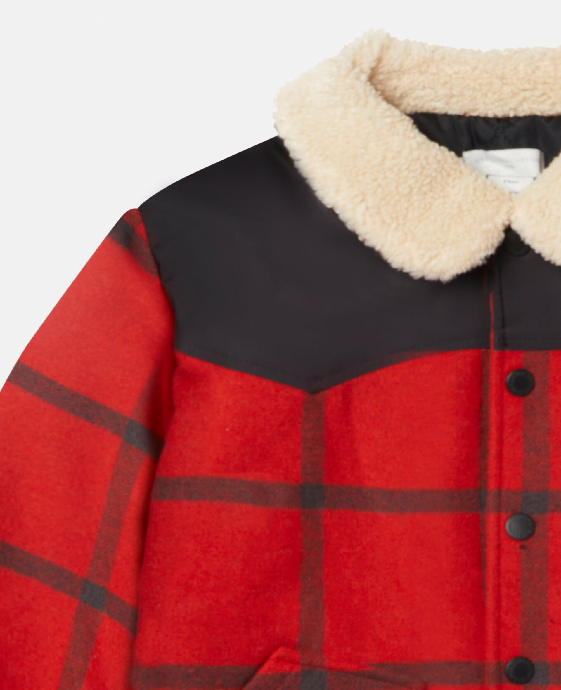 Check Teddy Jacket-Red-large image number 1