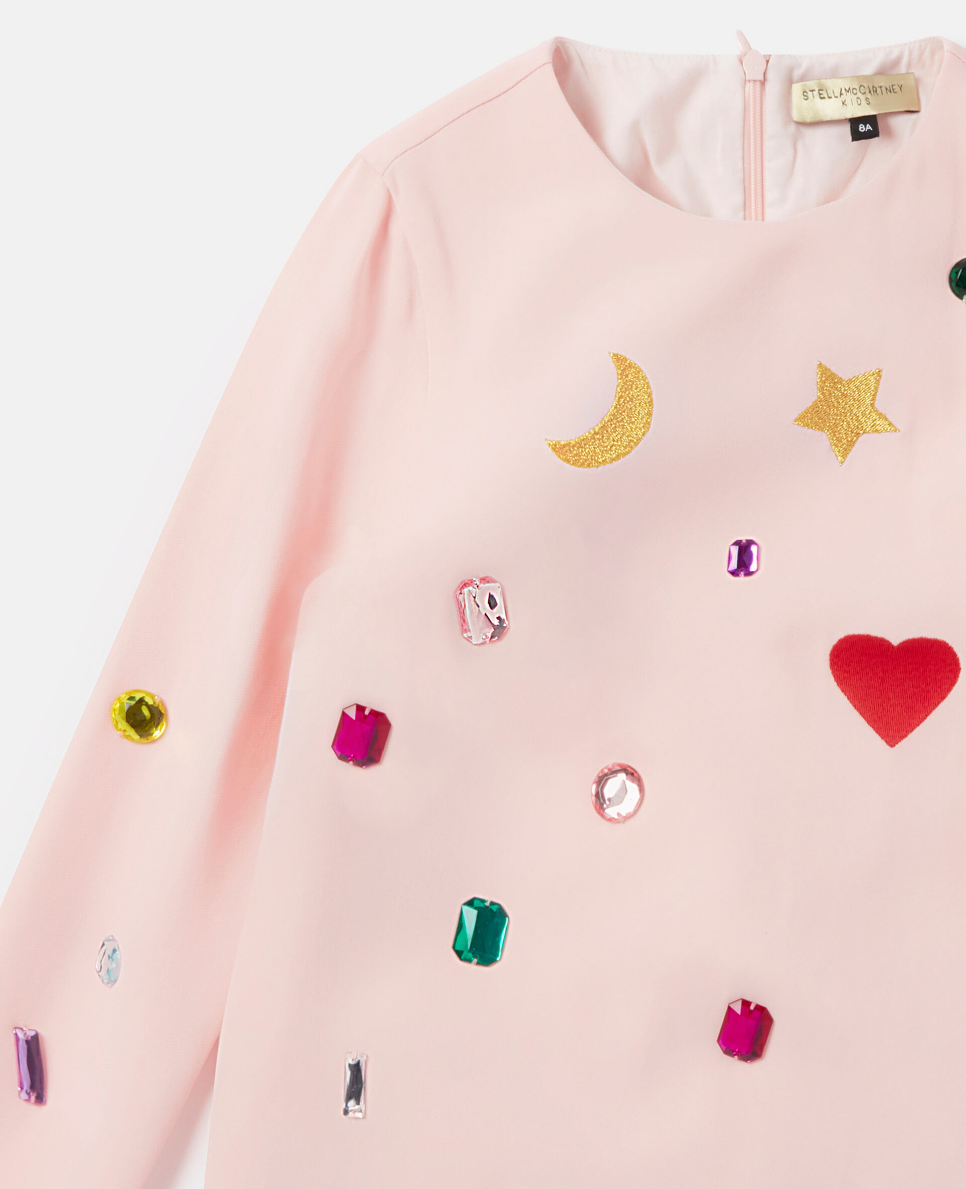 宝石涂鸦刺绣平纹针织连衣裙-粉色-large image number 1