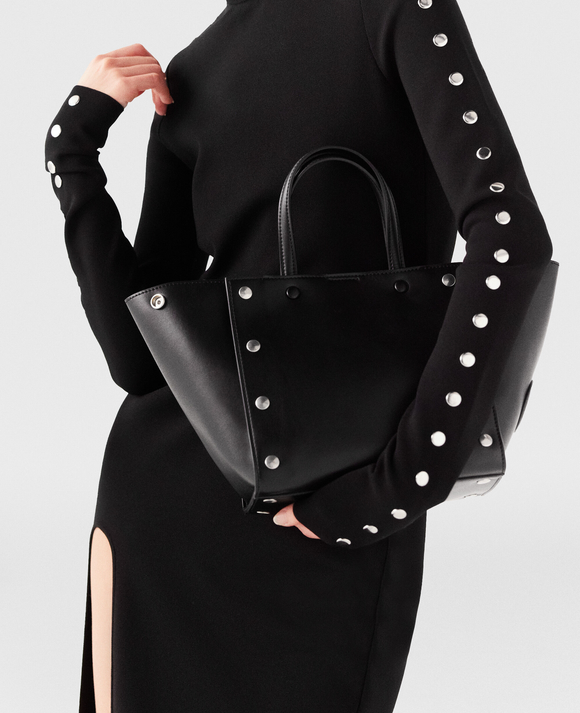 Women Pitch black Stella Studs Small Tote Bag Stella McCartney PT