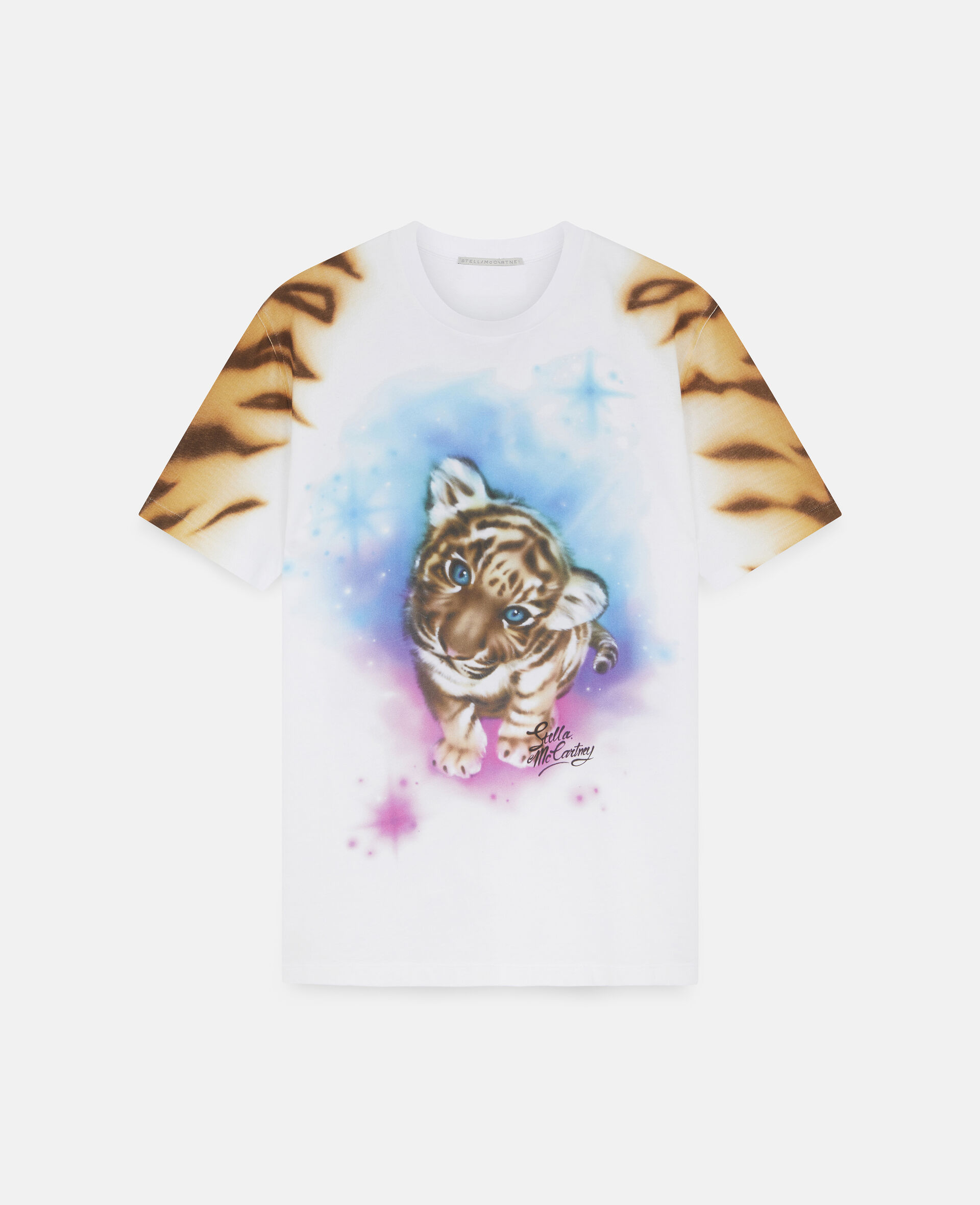 Tiger Print Cotton T-Shirt-White-large