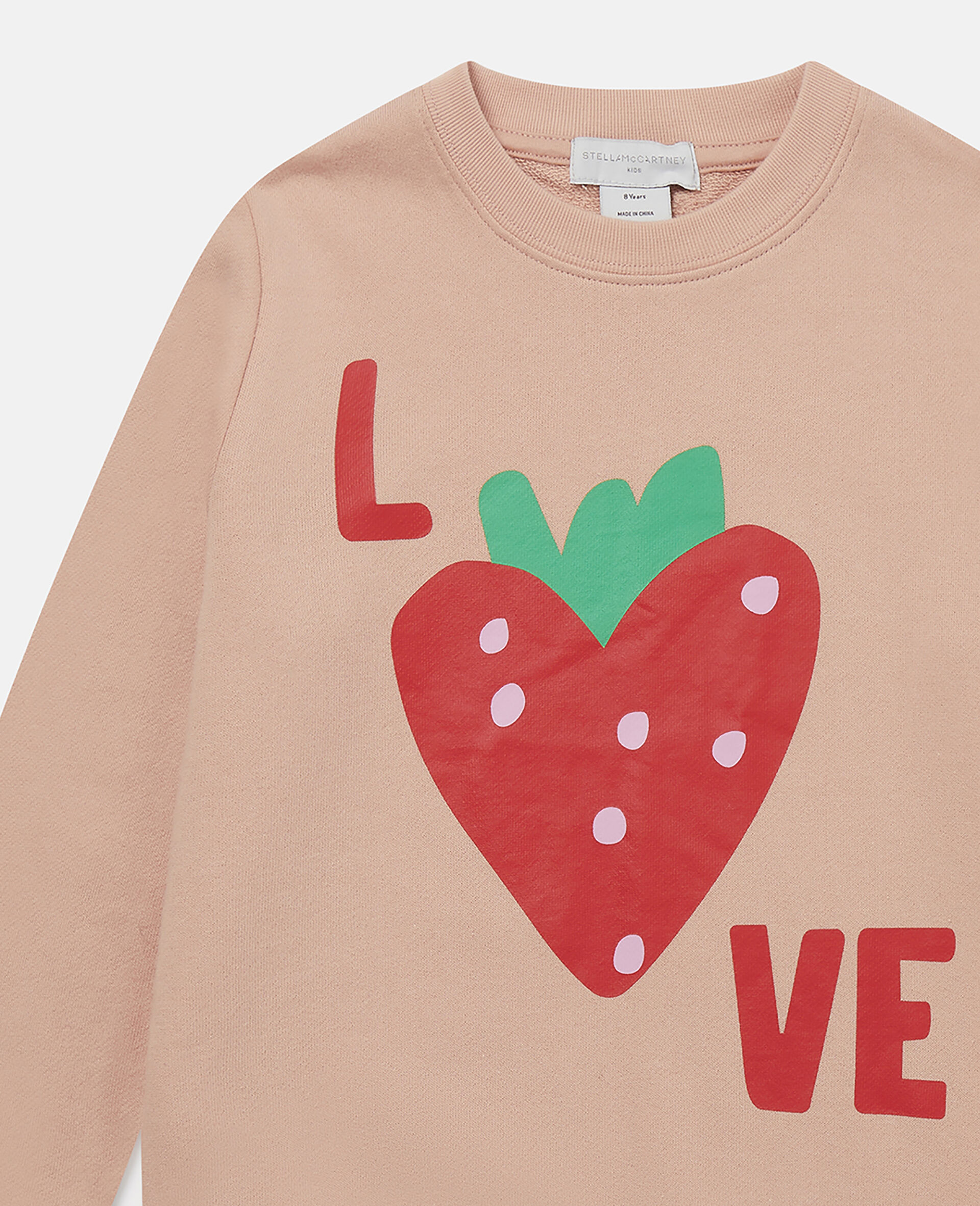 Love Strawberry Print Fleece Sweatshirt-Pink-large image number 1