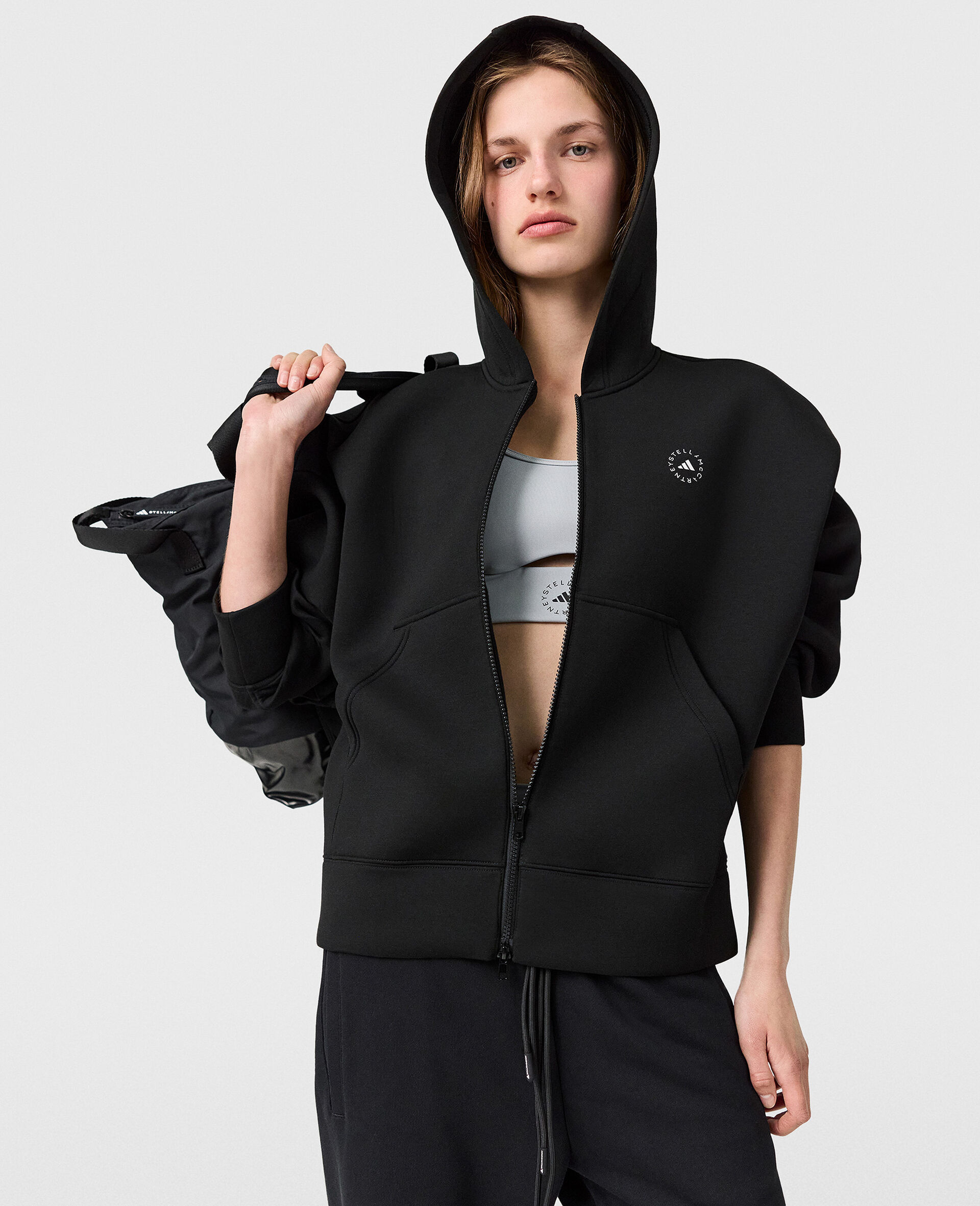 Logo Scuba Hoodie-Black-model