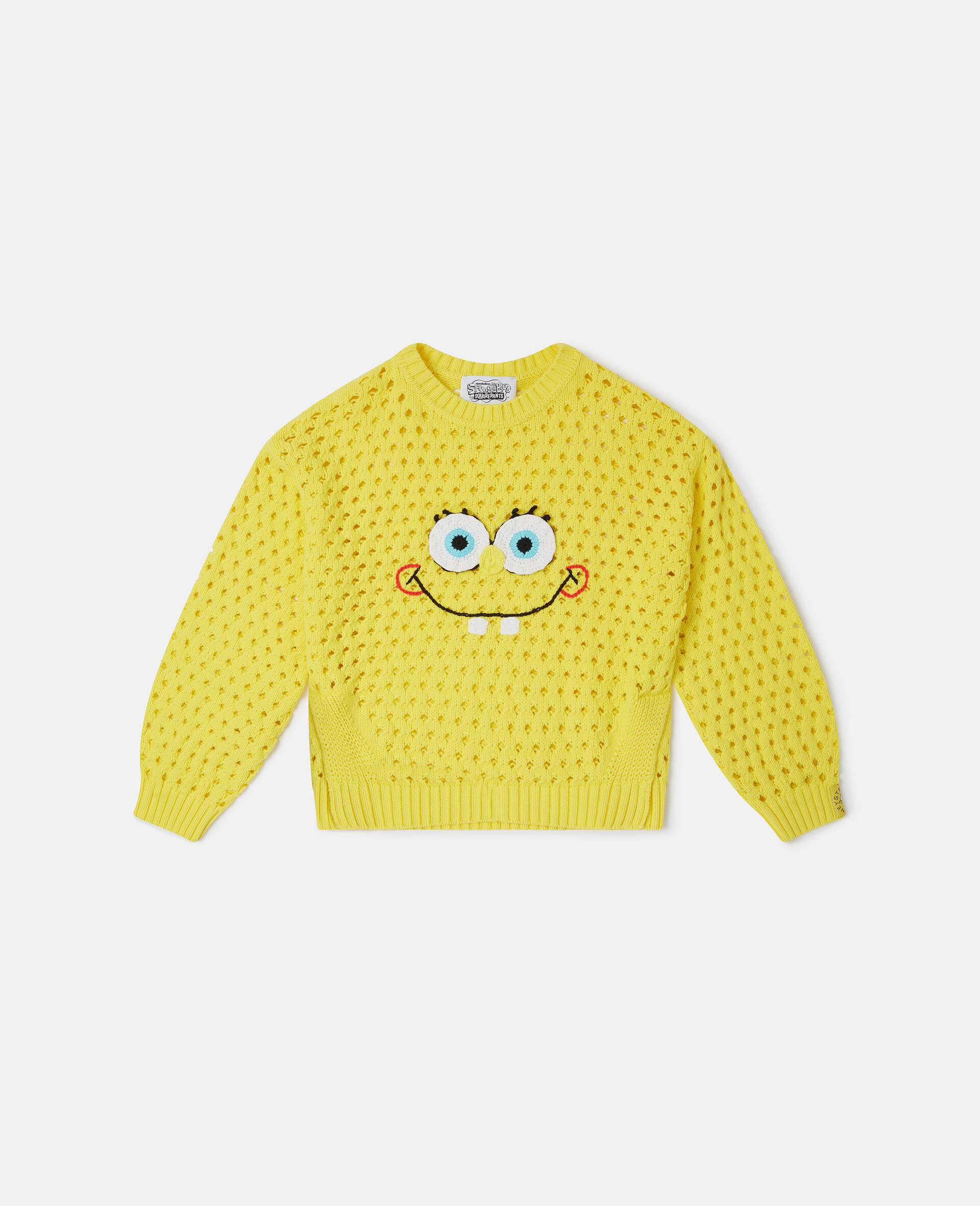 SpongeBob Graphic Crochet Sweater-Yellow-medium